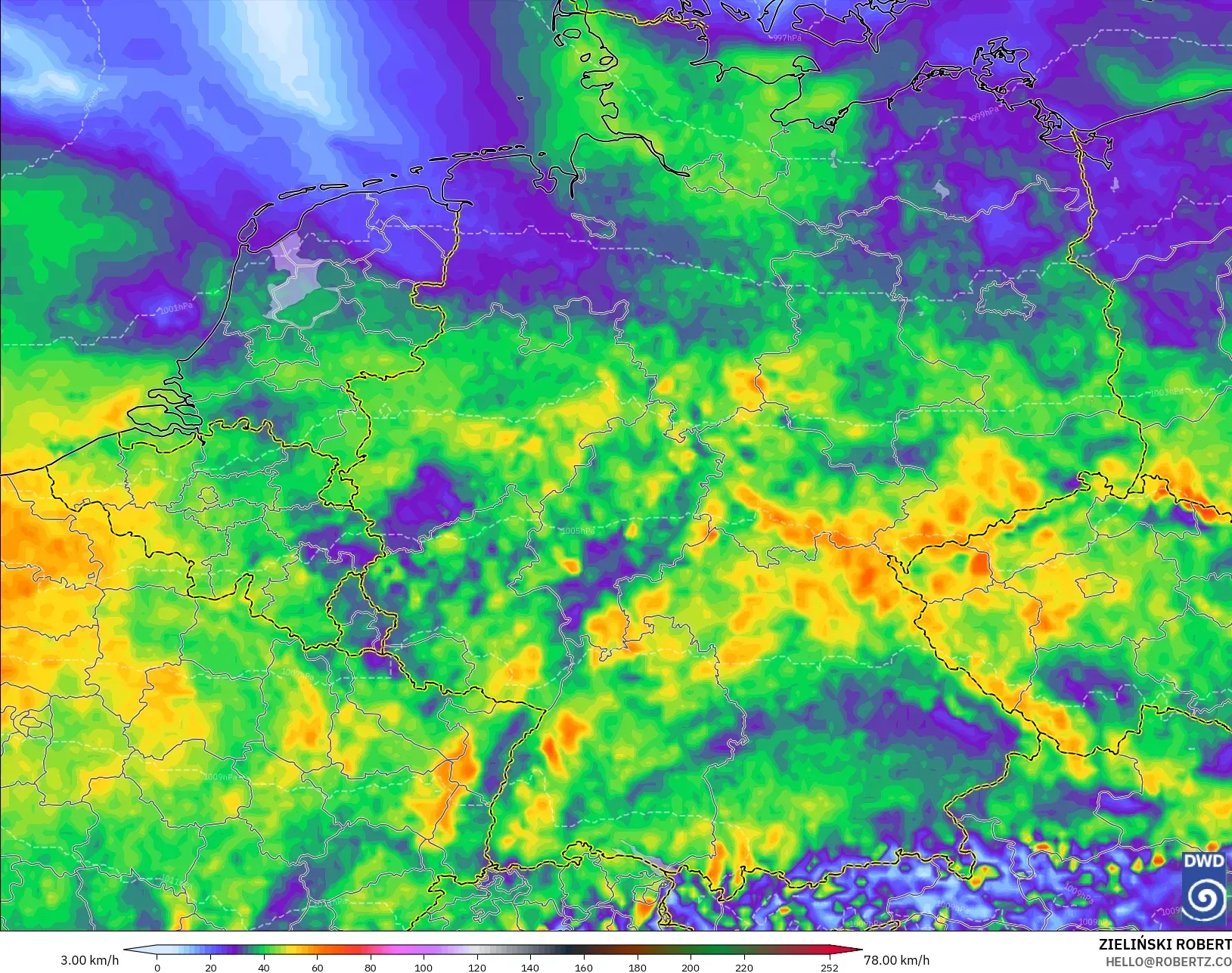 ICON model - Germany, Wind Gusts