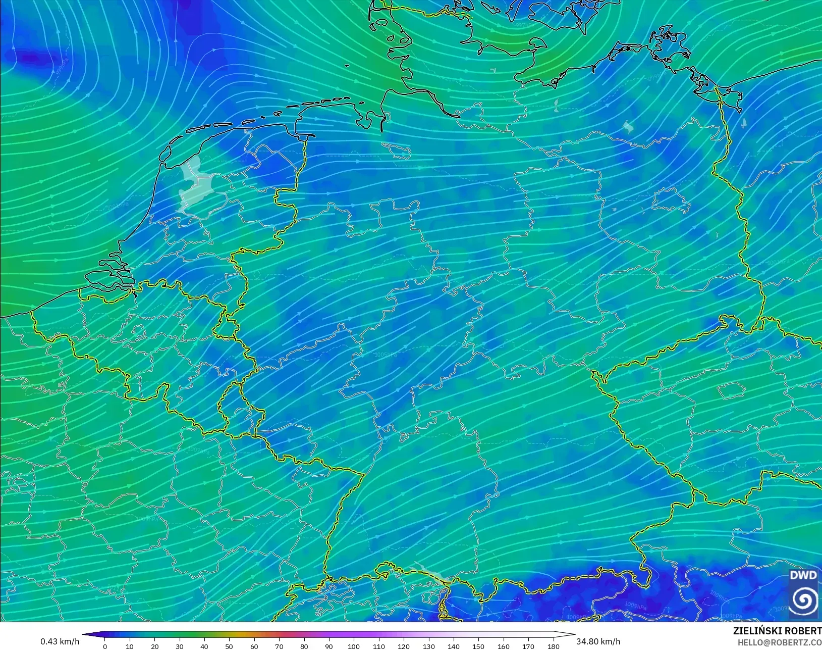 ICON model - Germany, Wind at 10m