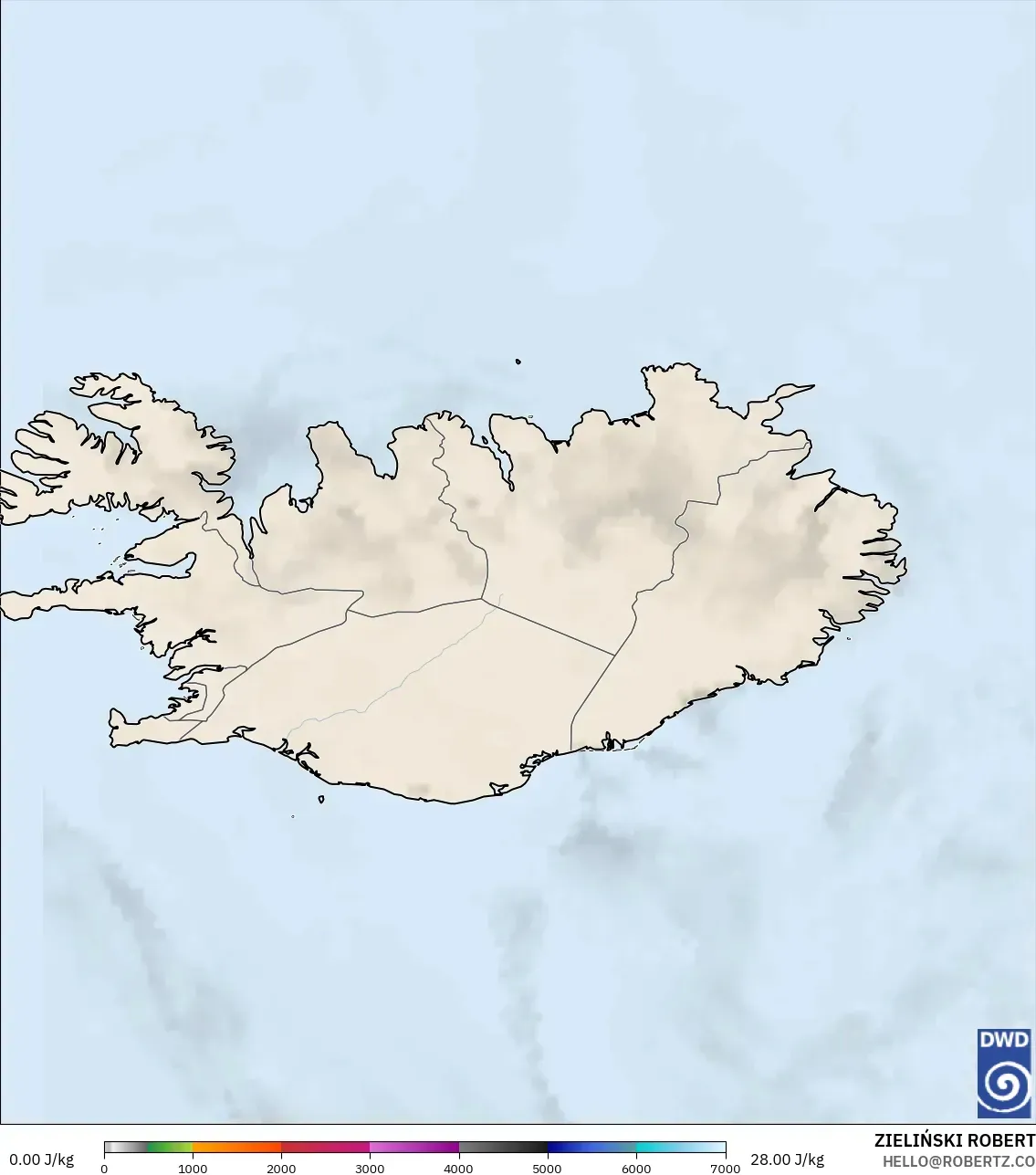 ICON model - Iceland, CAPE