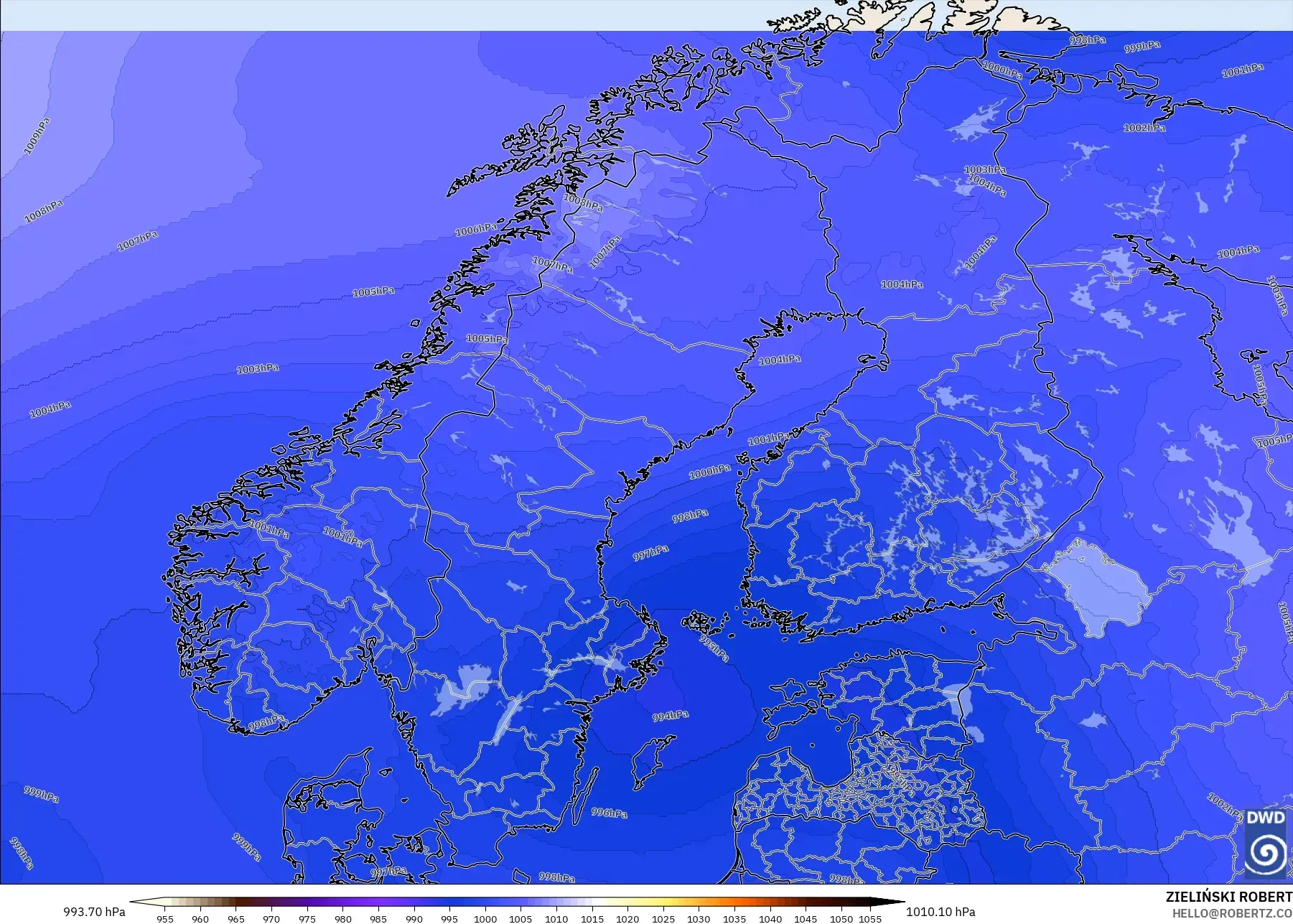 ICON model - Scandinavia, Pressure