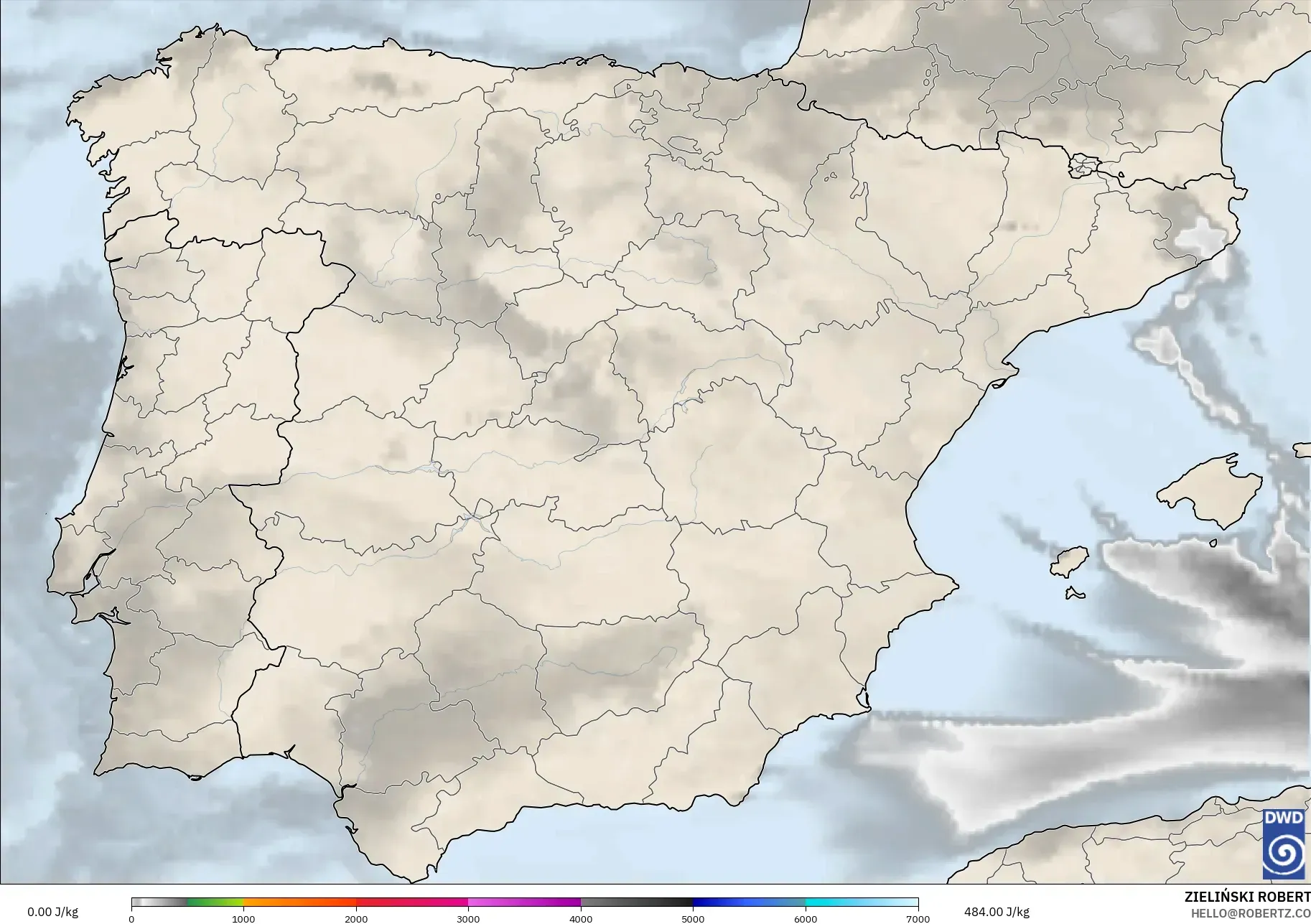 ICON model - Spain, CAPE