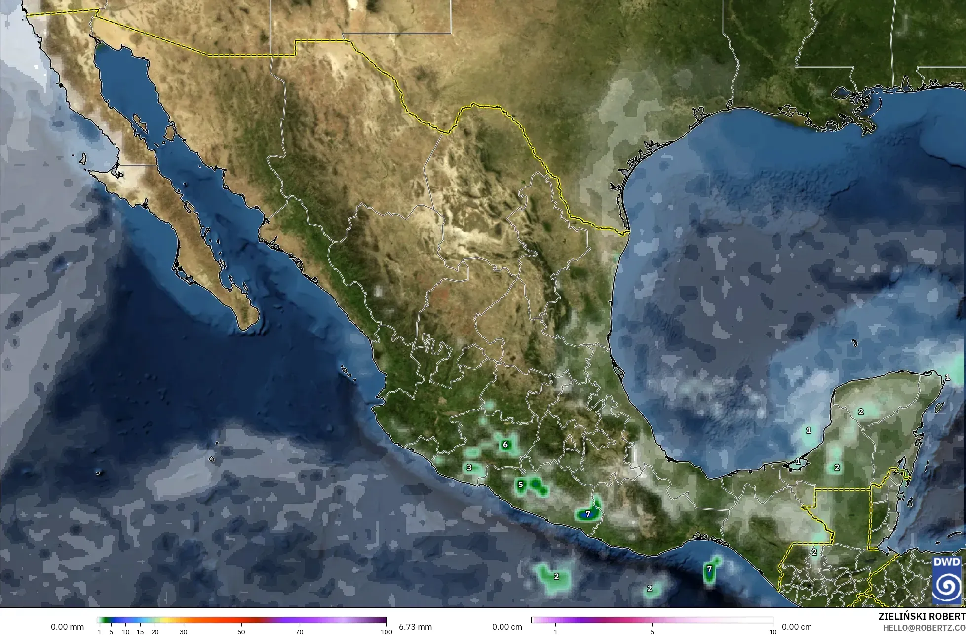 ICON model - Mexico, Precipitation, Clouds, and Pressure