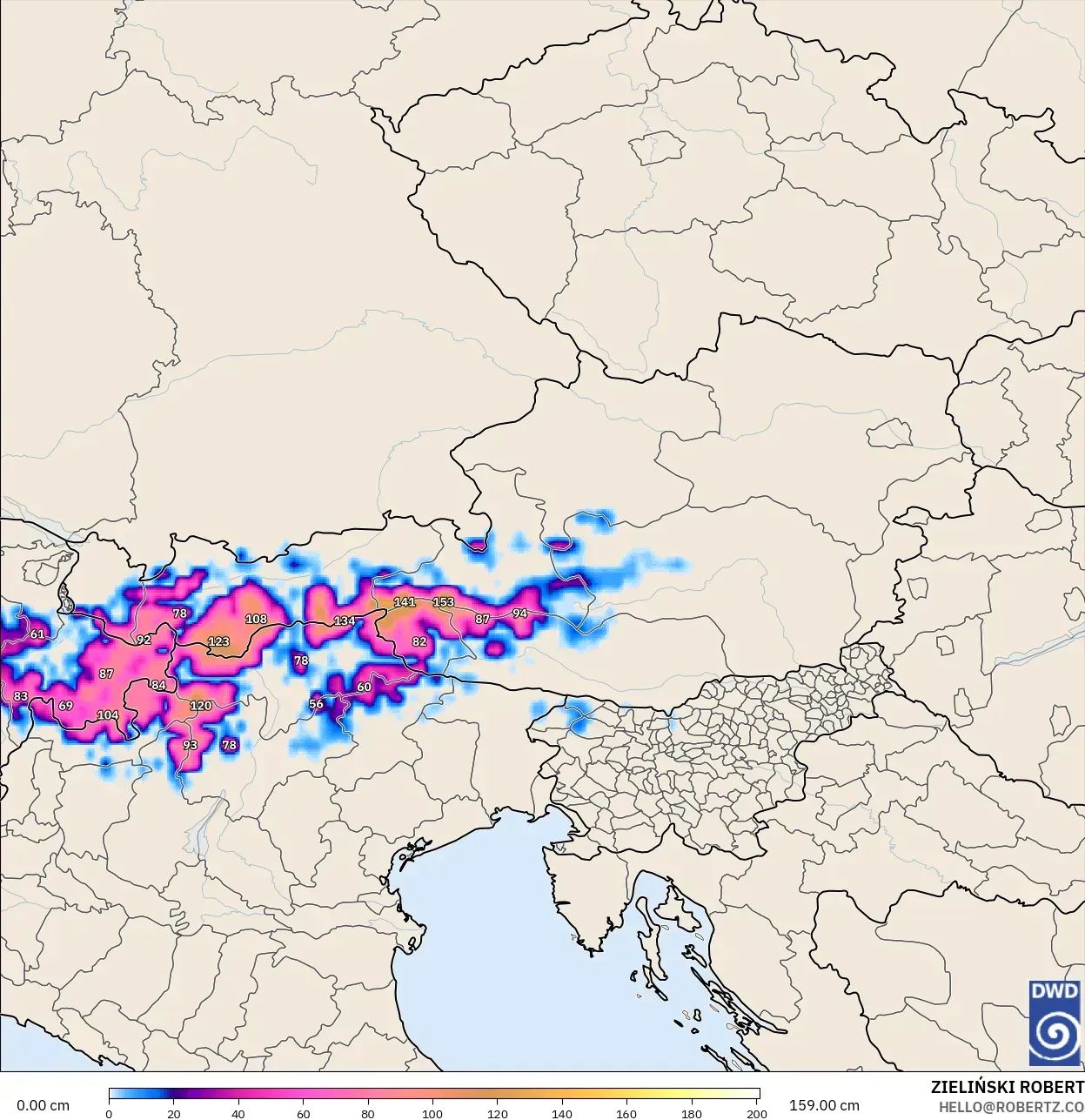ICON model - Austria, Snow Depth