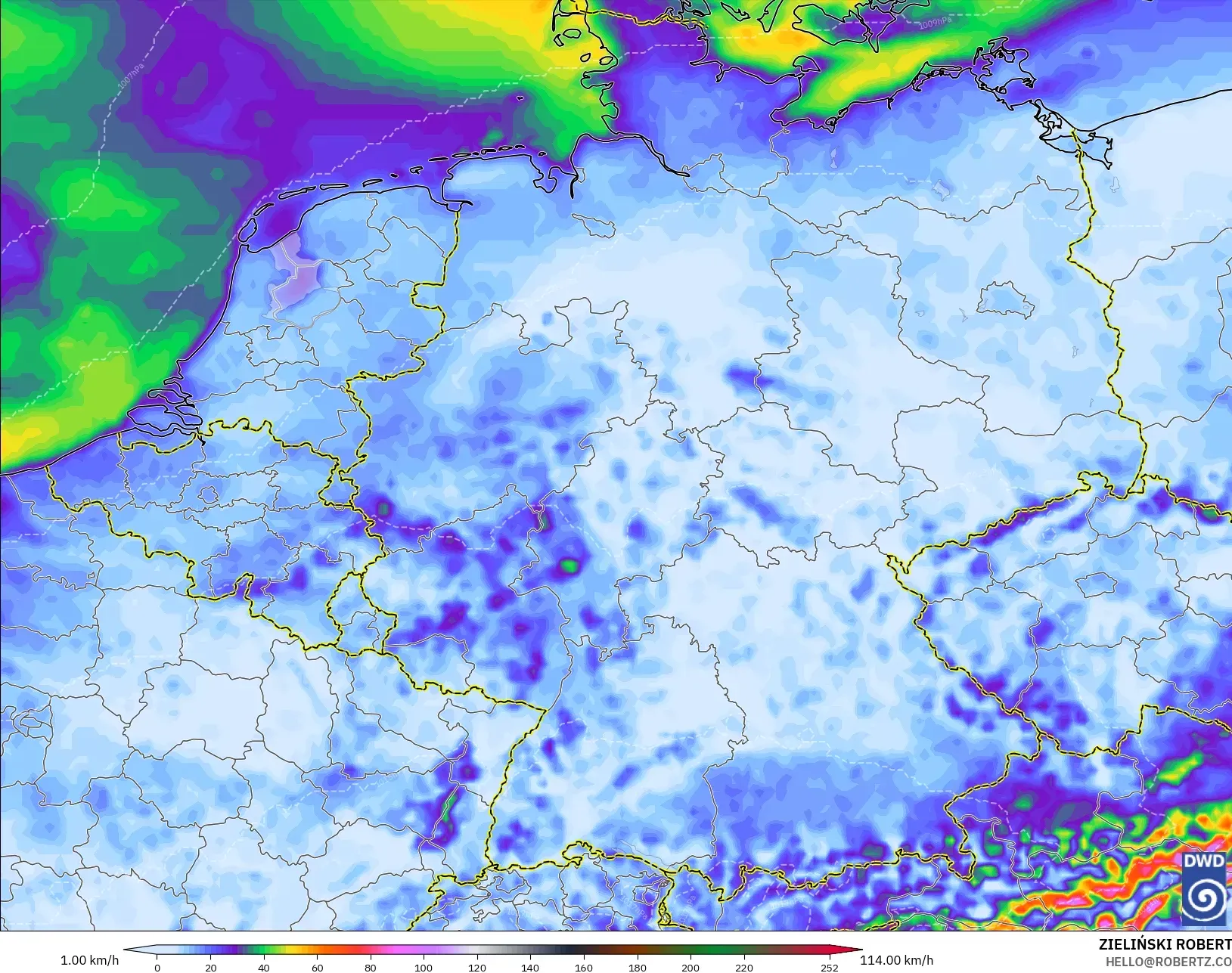 ICON model - Germany, Wind Gusts Peak