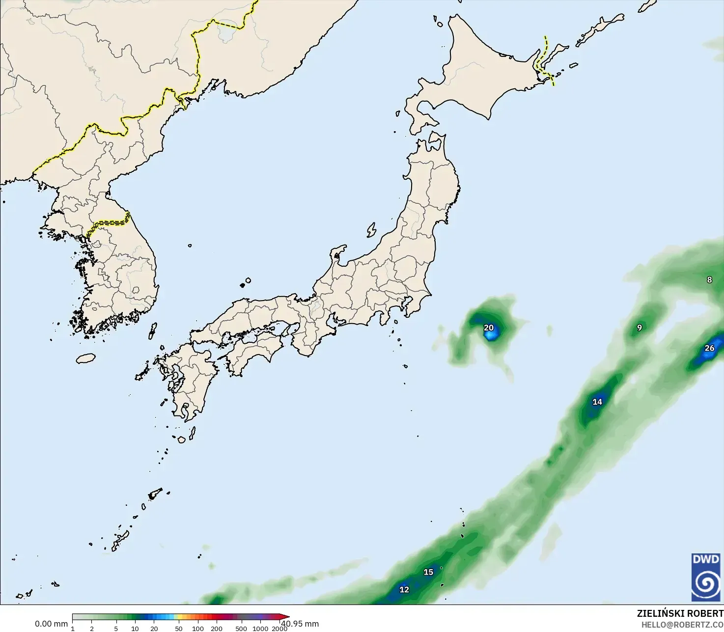 ICON model - Japan, Precipitation Accumulation