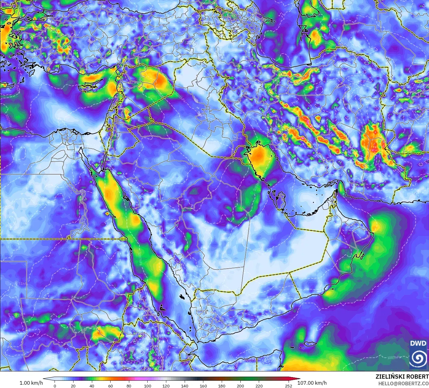 ICON model - Middle East, Wind Gusts Peak