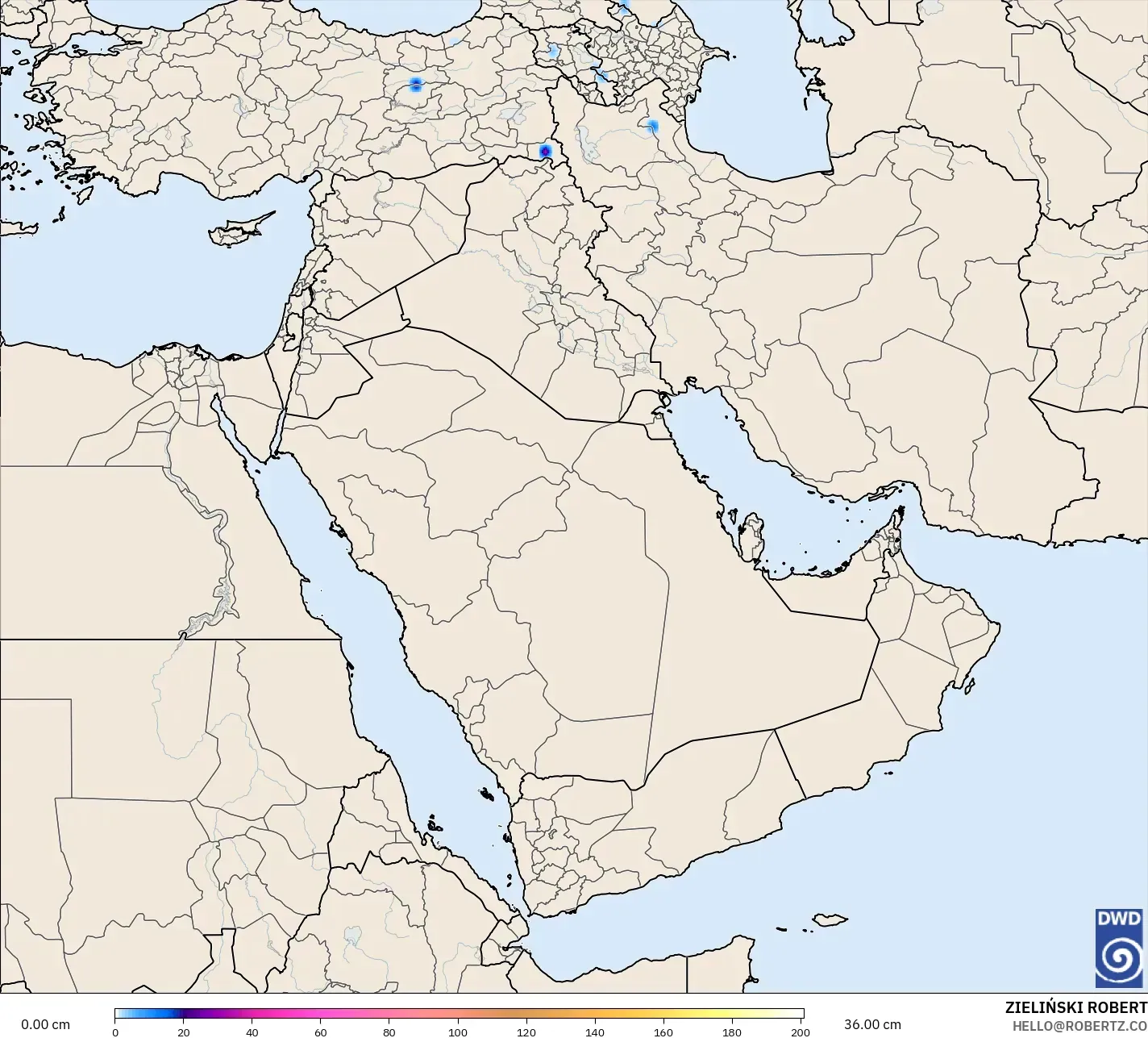 ICON model - Middle East, Snow Depth