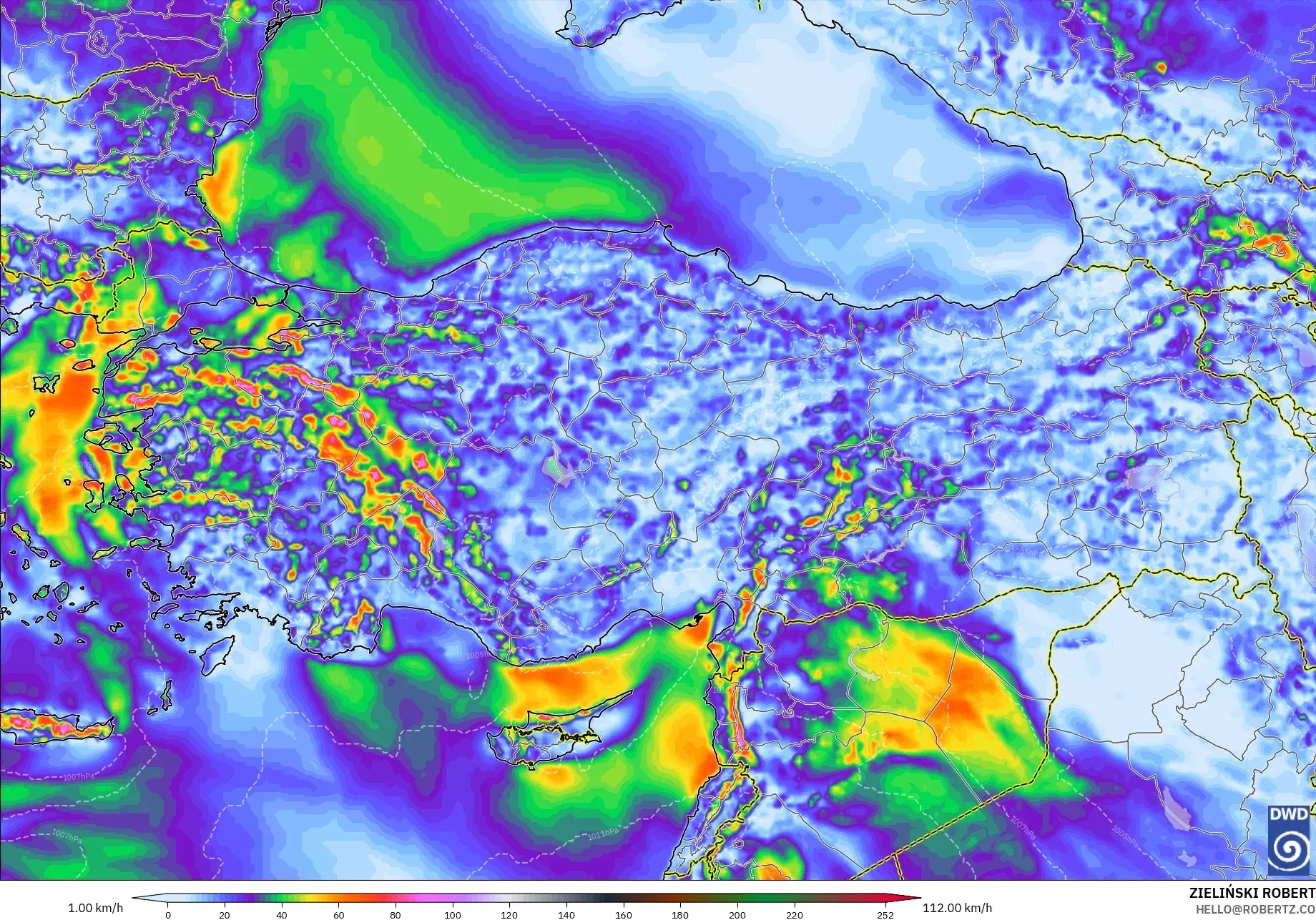 ICON model - Turkey, Wind Gusts Peak