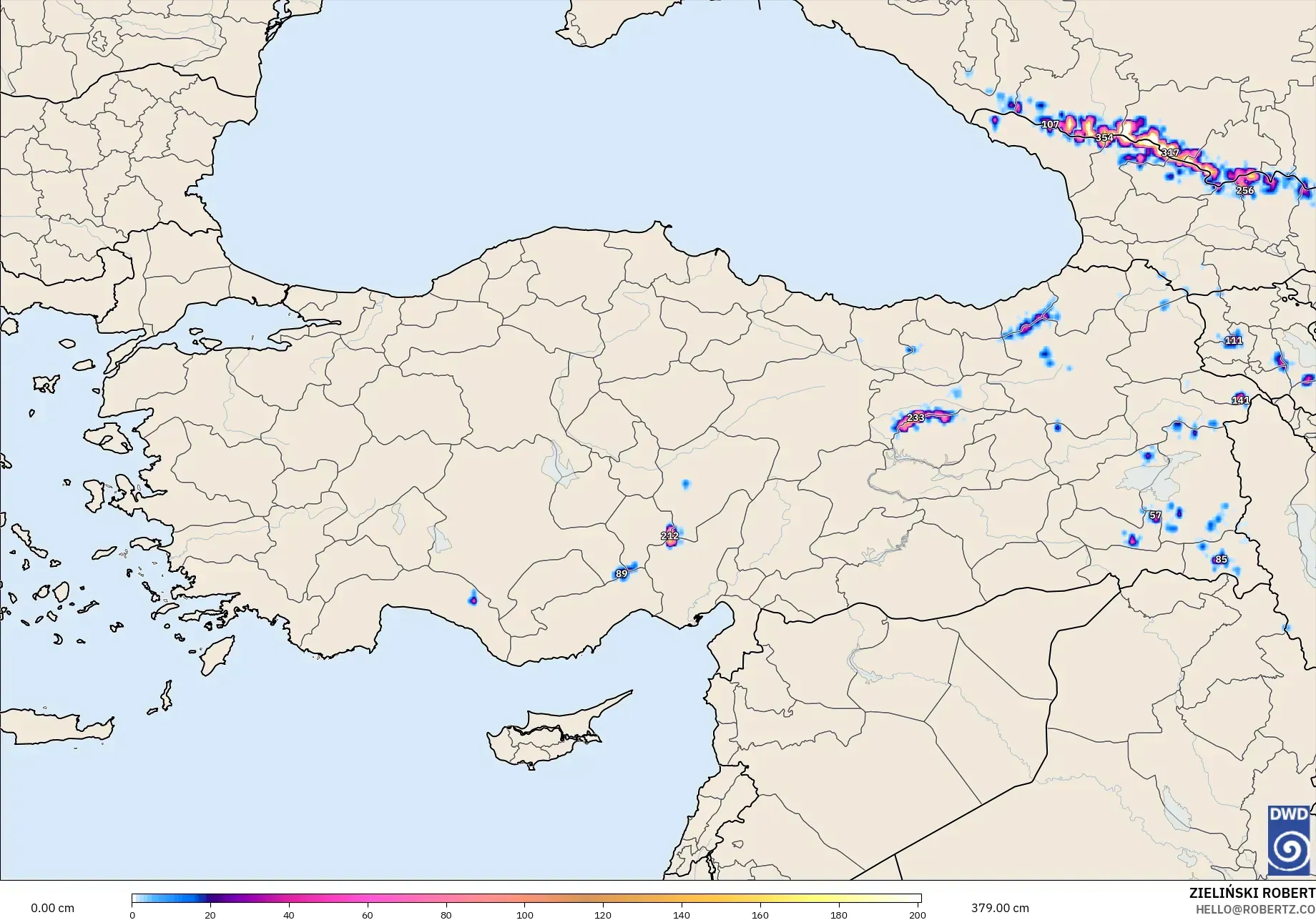 ICON model - Turkey, Snow Depth