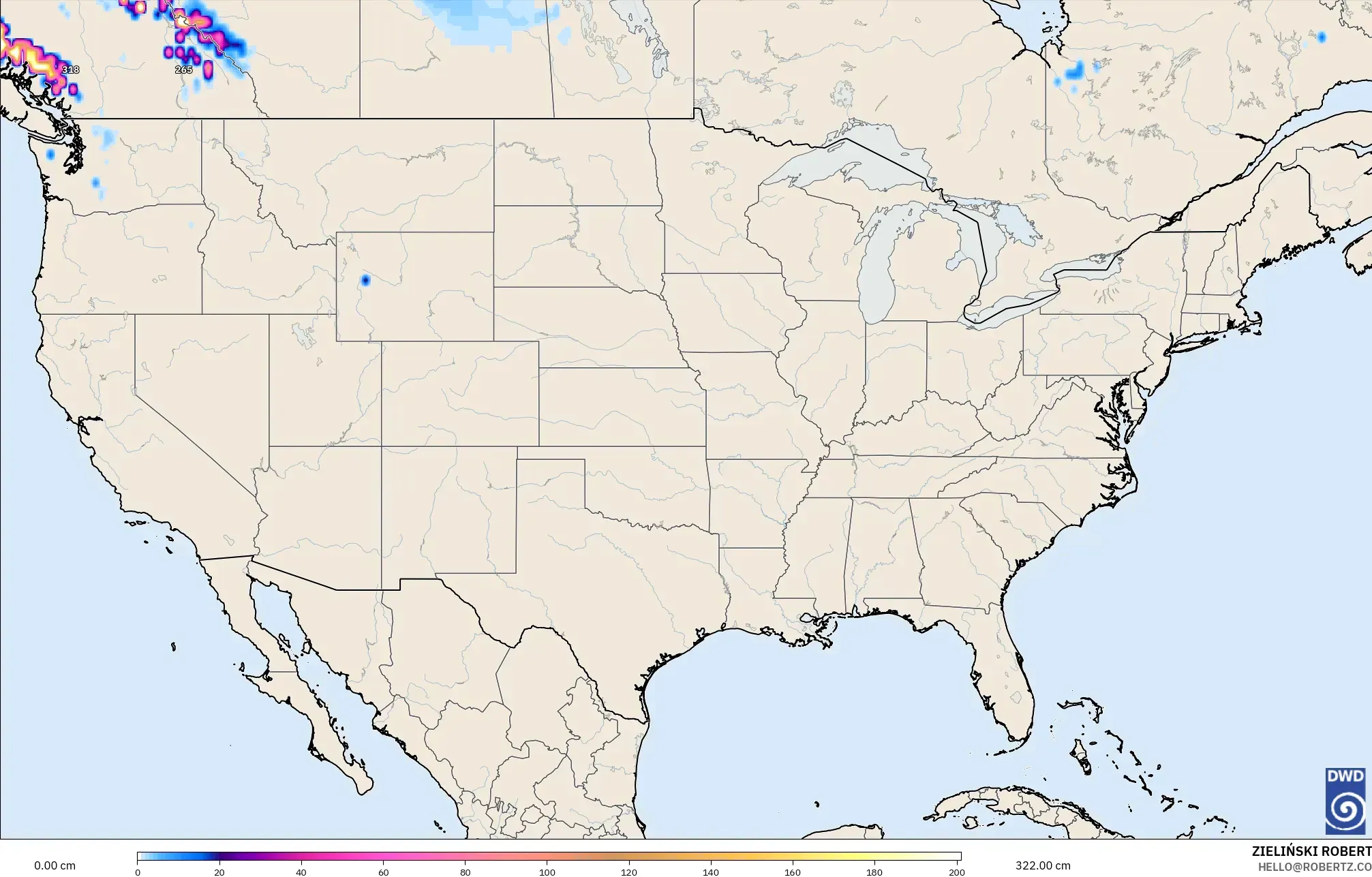 ICON model - United States, Snow Depth