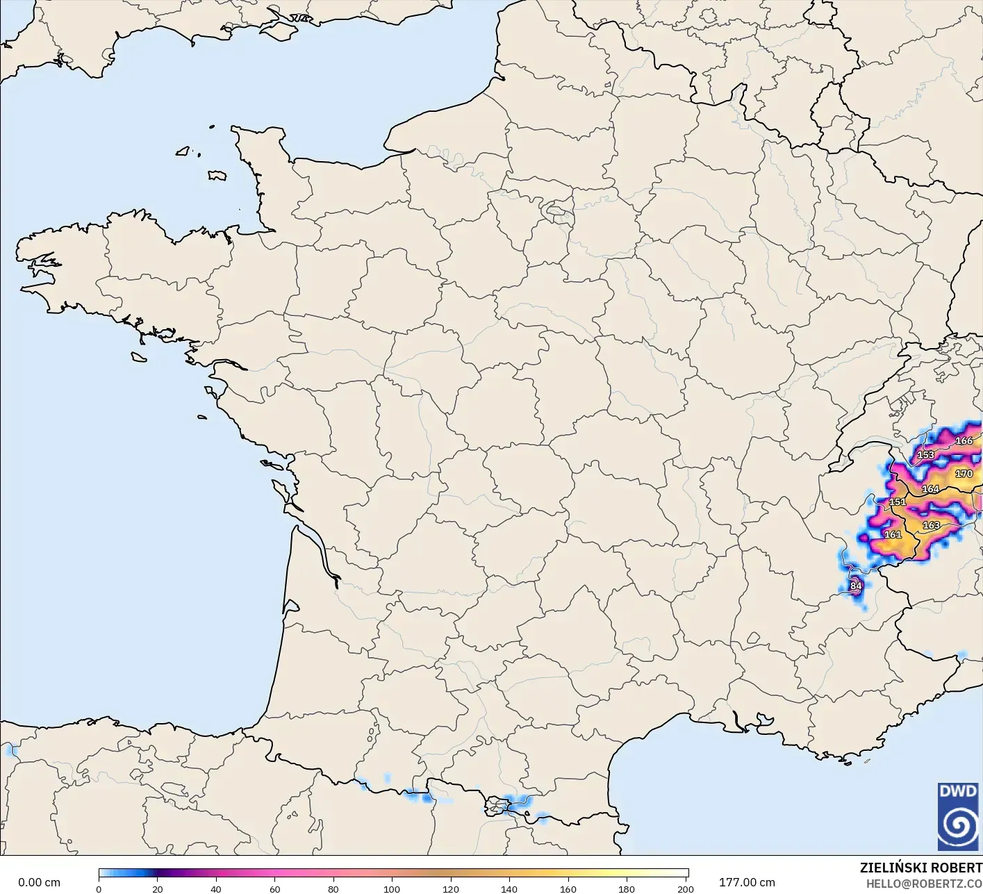 ICON model - France, Snow Depth