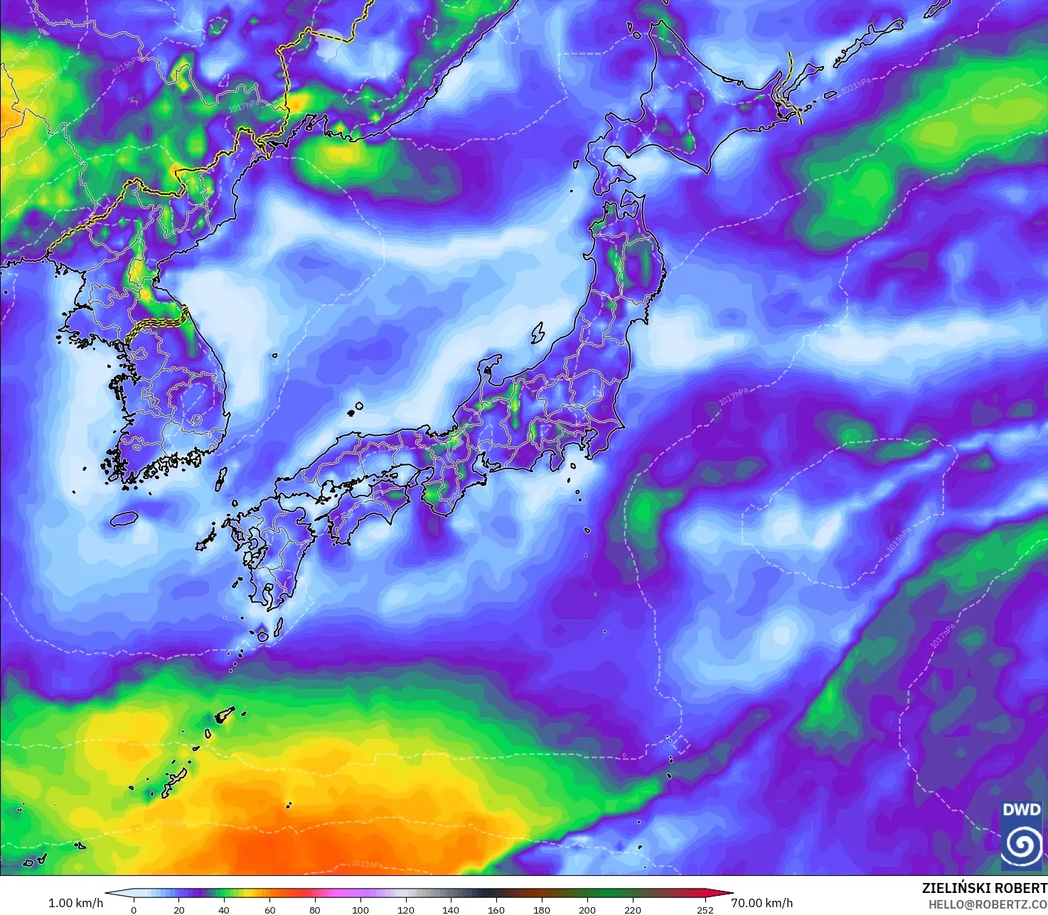 ICON model - Japan, Wind Gusts Peak