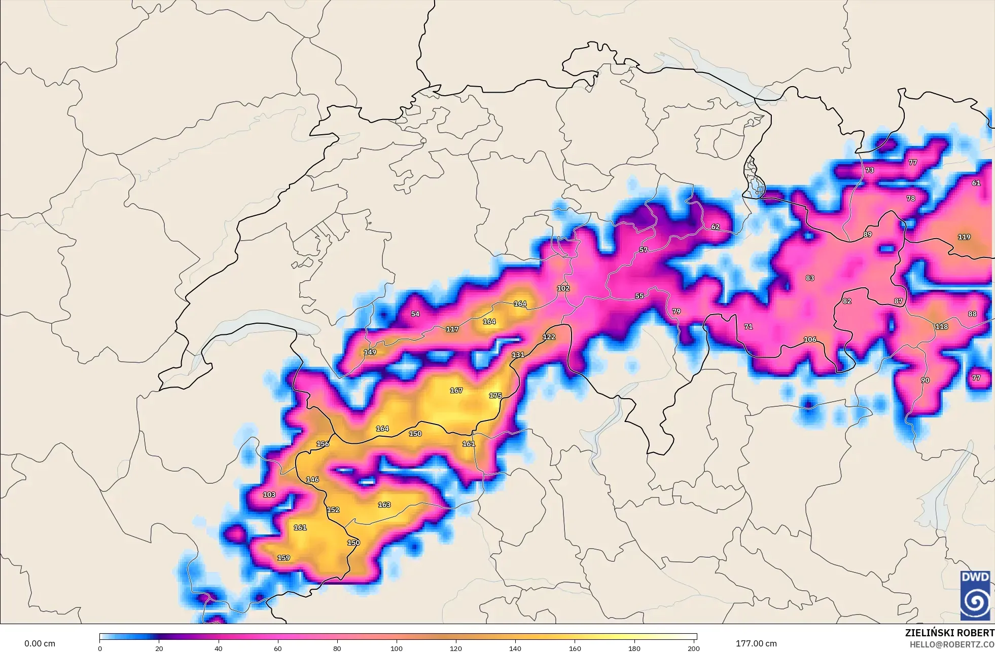ICON model - Switzerland, Snow Depth
