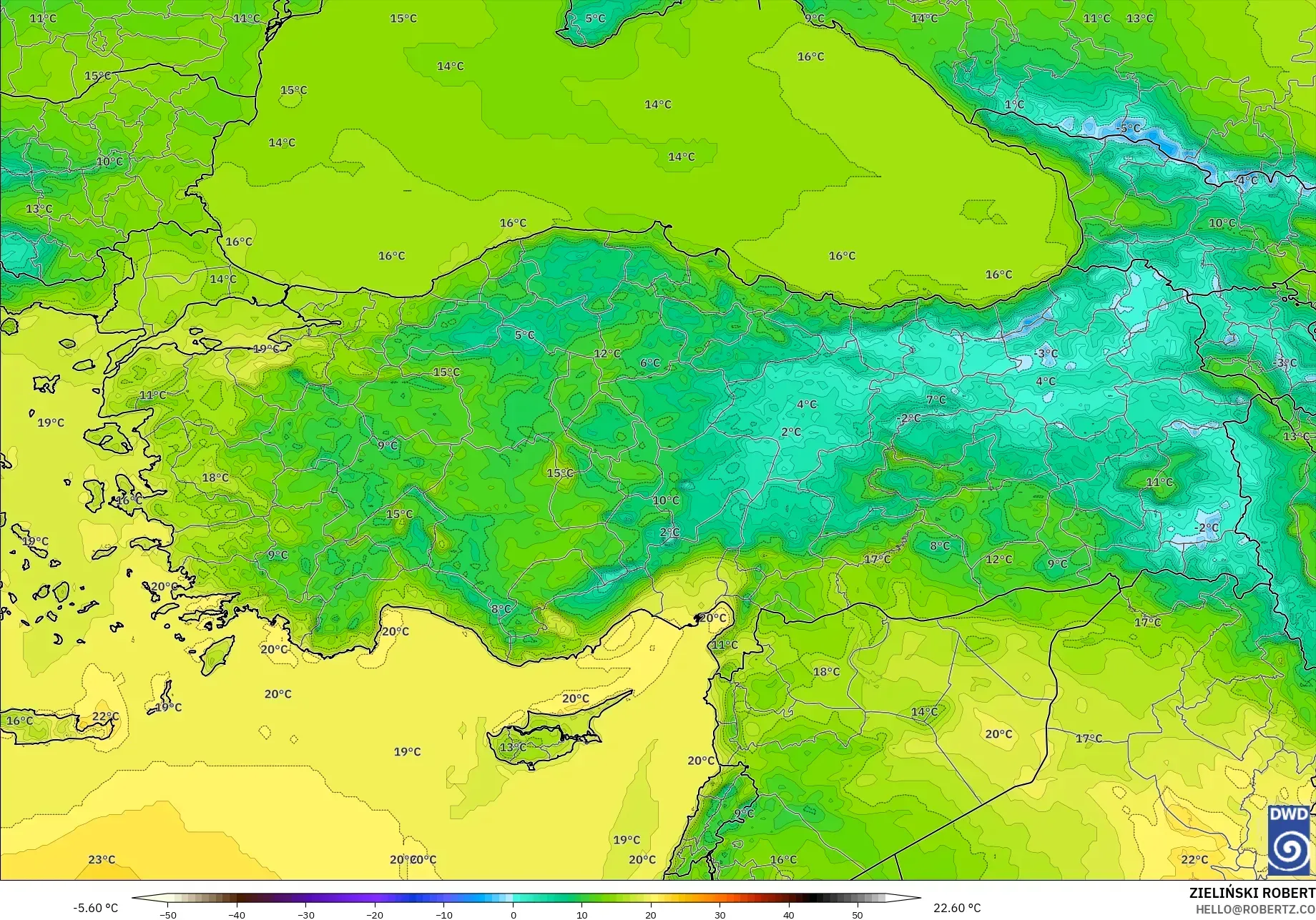 ICON model - Turkey, Temperature at 2m