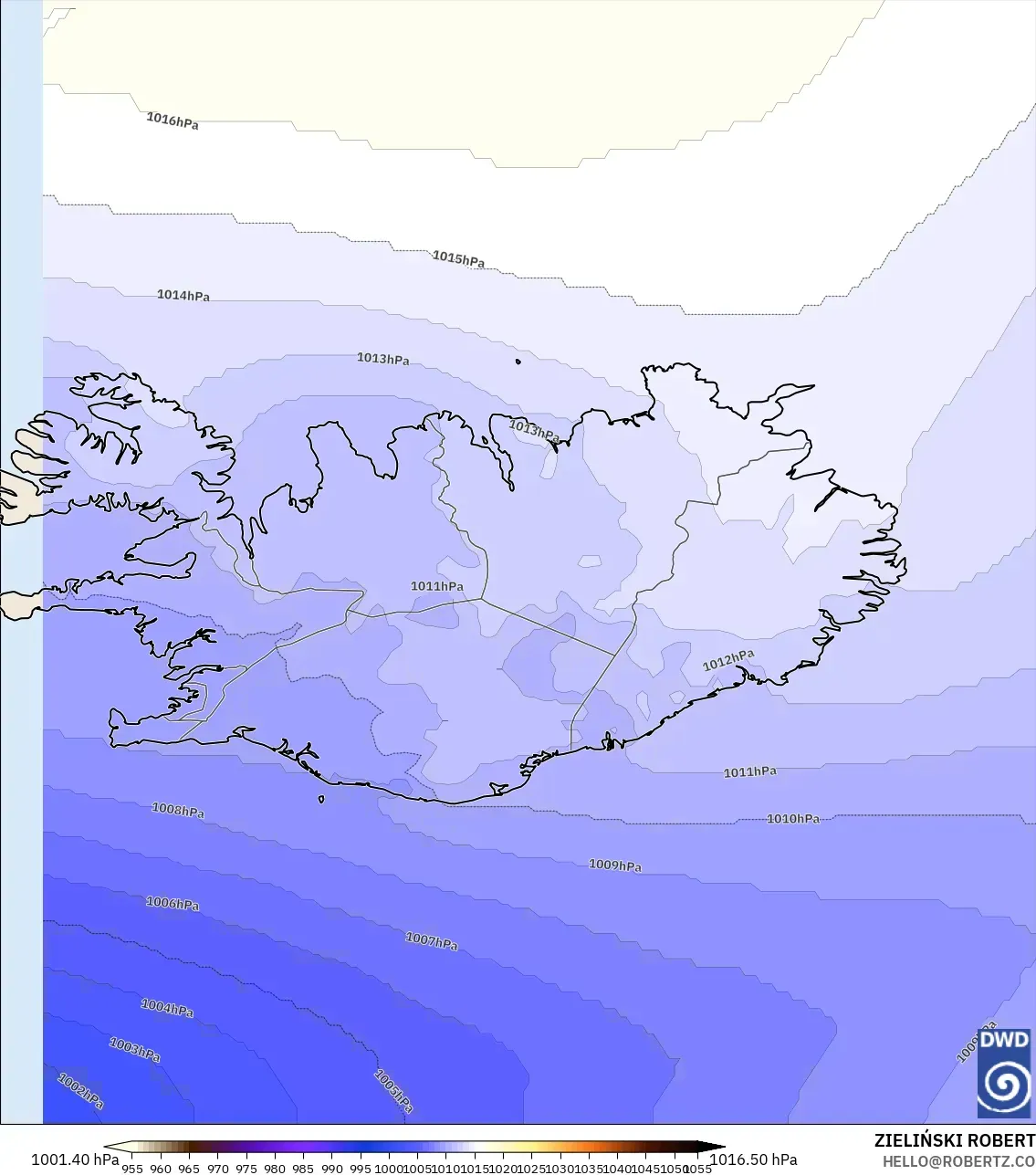 ICON model - Iceland, Pressure