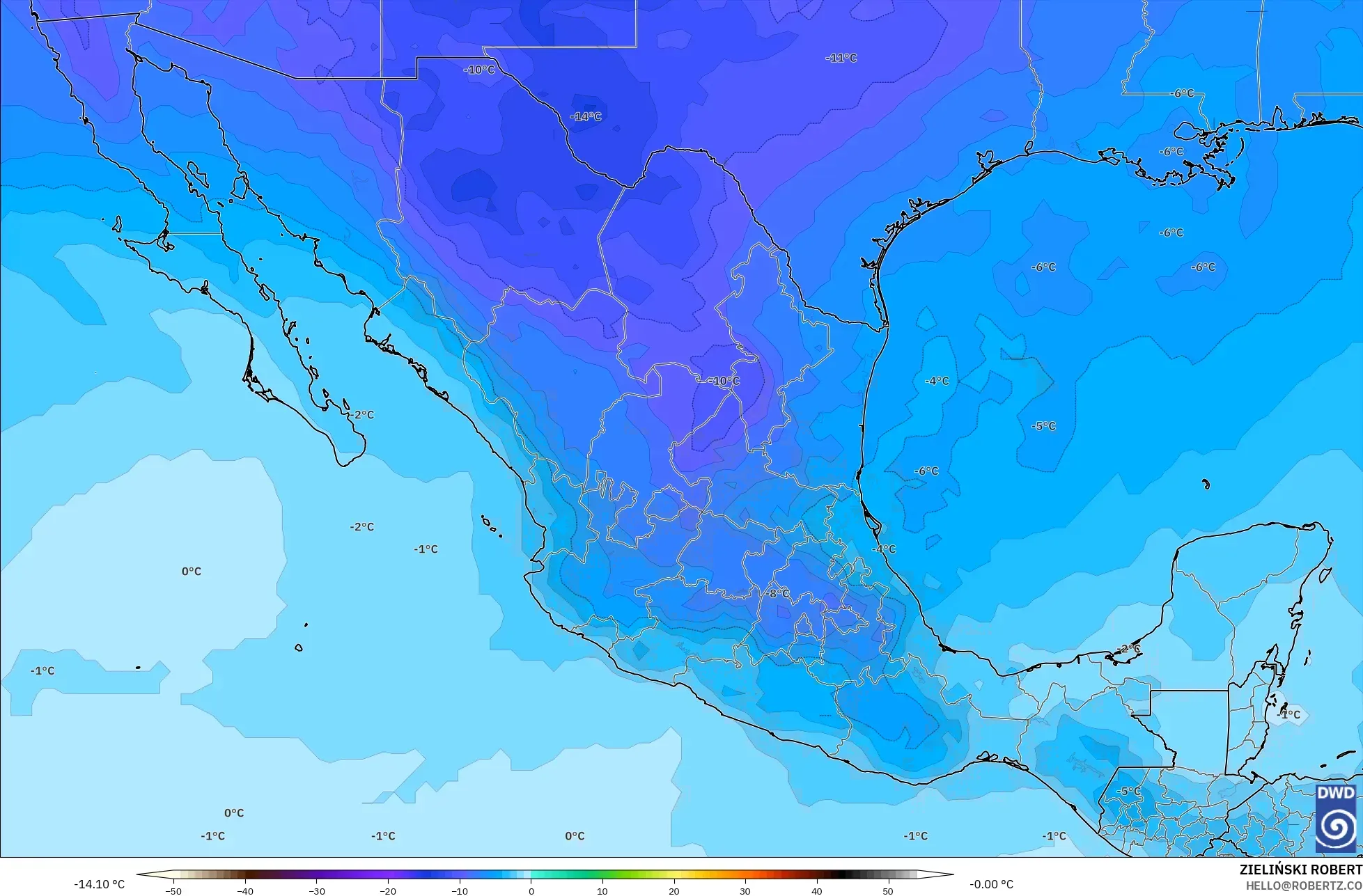 ICON model - Mexico, Temperature at 500hPa