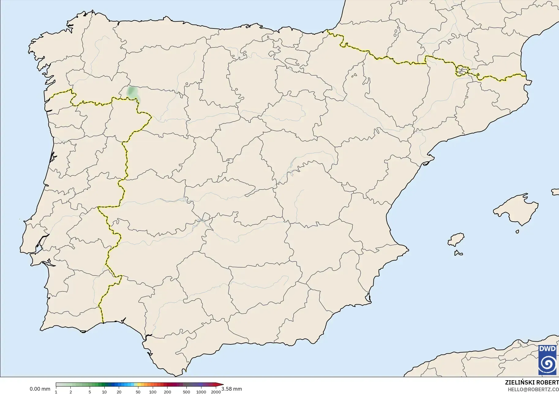 ICON model - Spain, Precipitation Accumulation