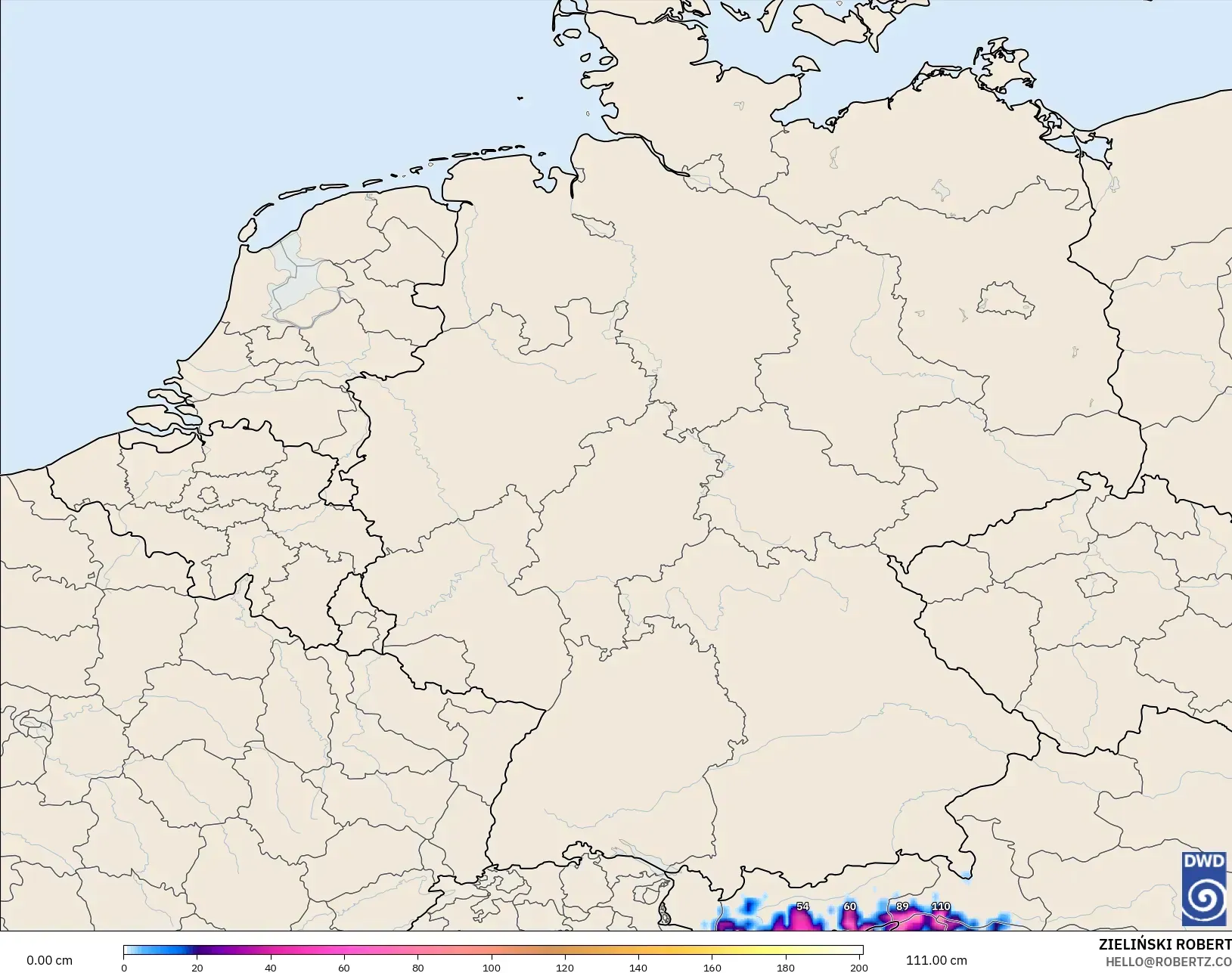 ICON model - Germany, Snow Depth