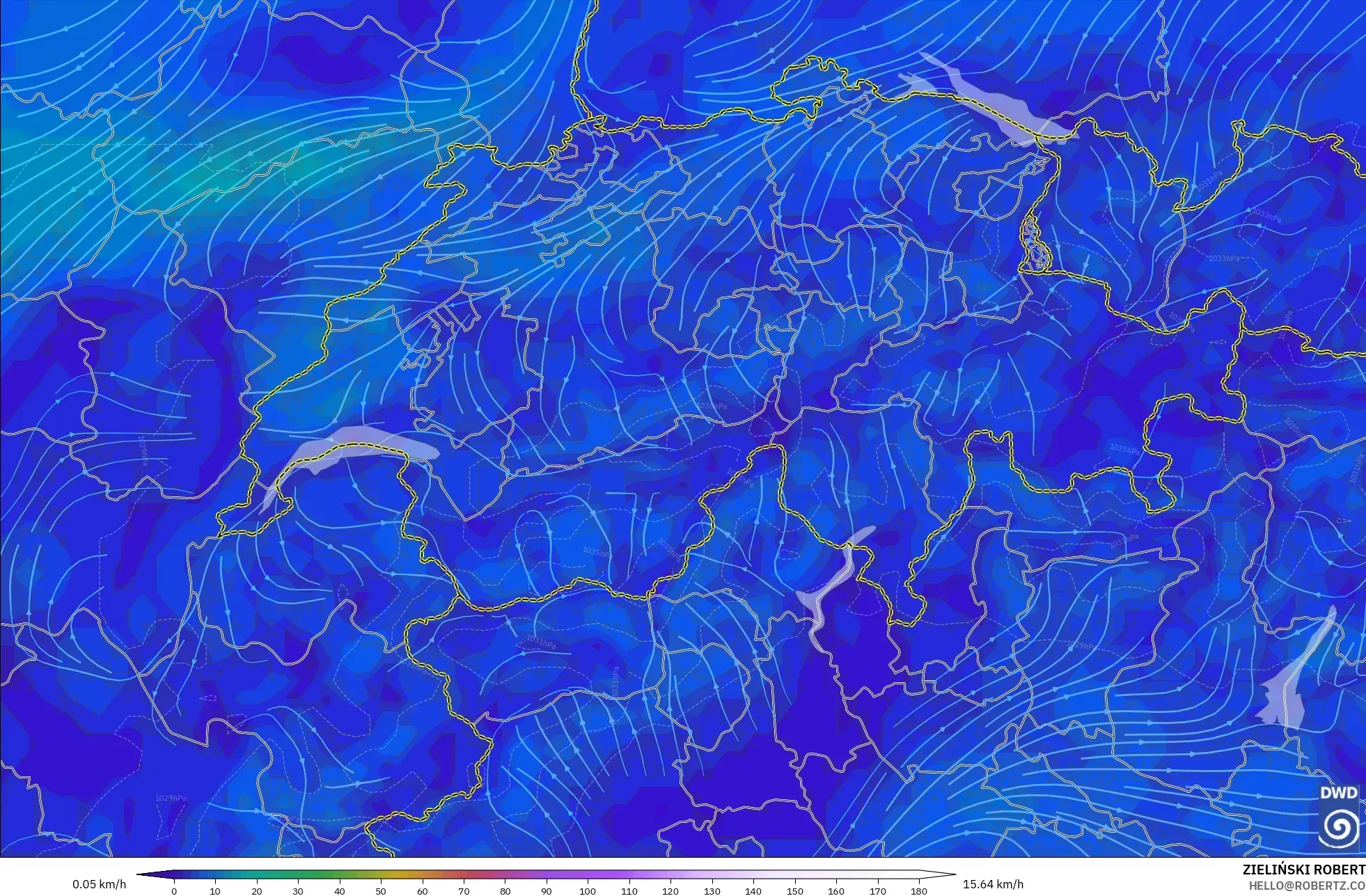 ICON model - Switzerland, Wind at 10m