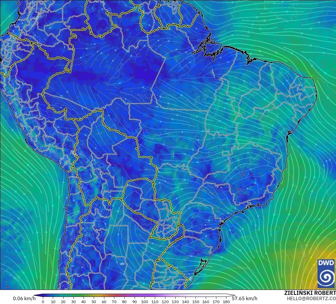 ICON model - Brazil, Wind at 10m