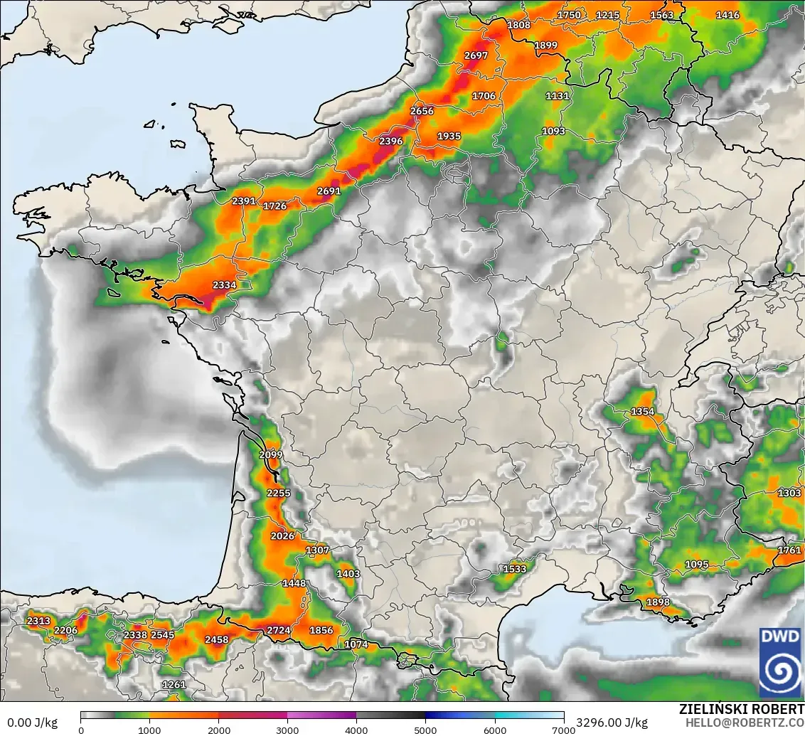 ICON model - France, CAPE