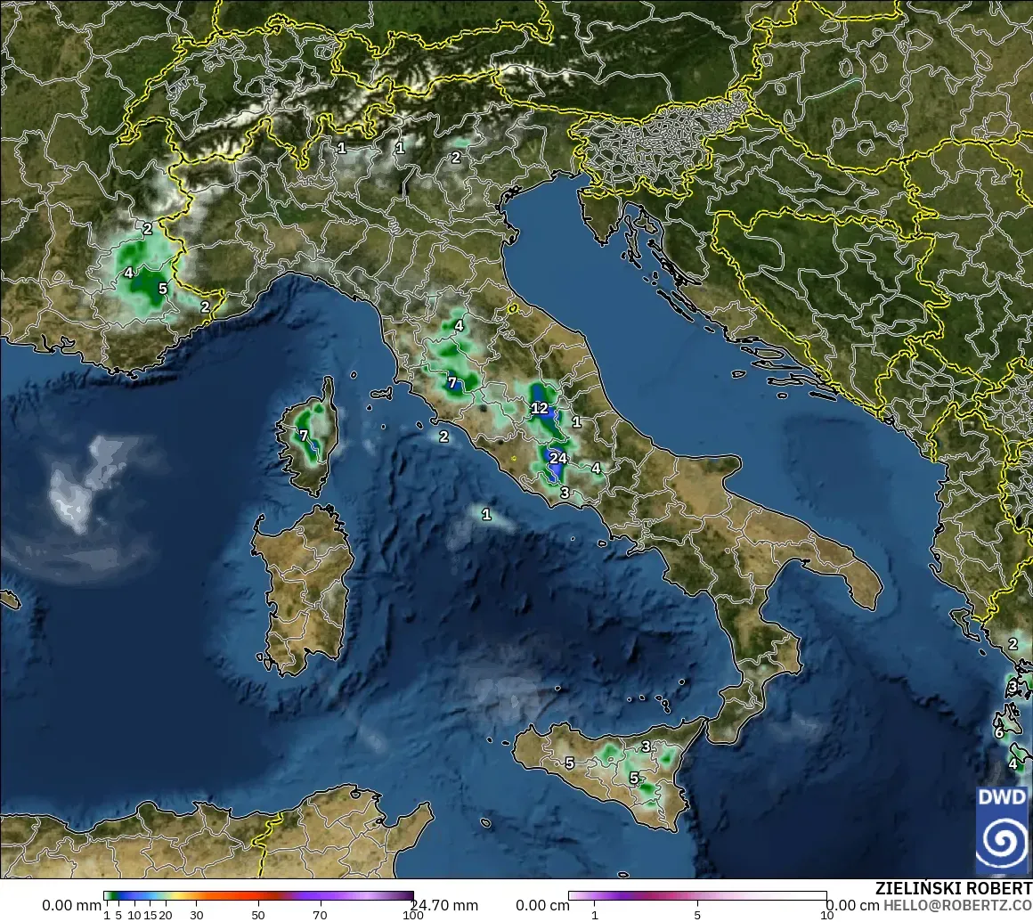 ICON model - Italy, Precipitation, Clouds, and Pressure