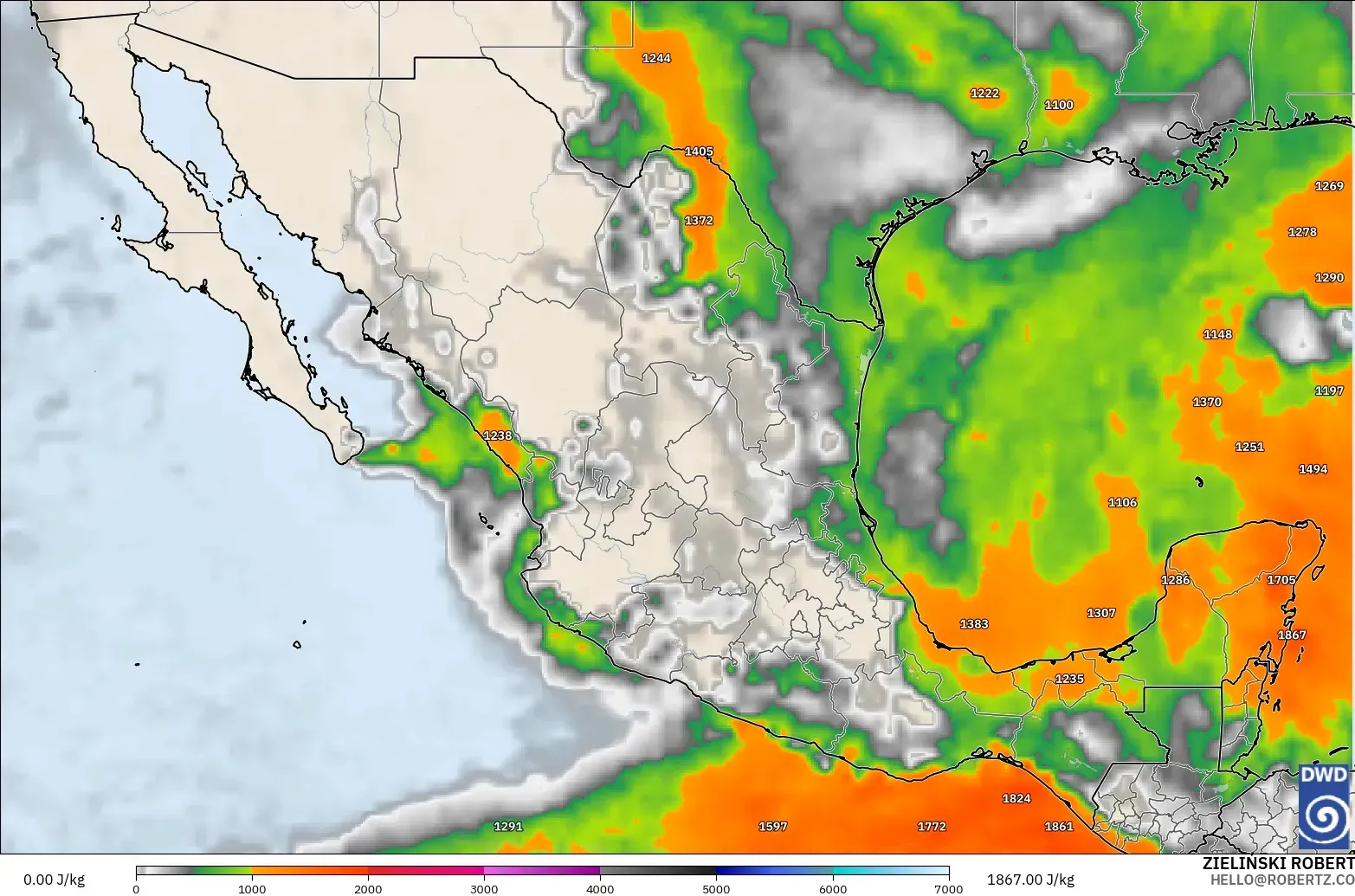ICON model - Mexico, CAPE