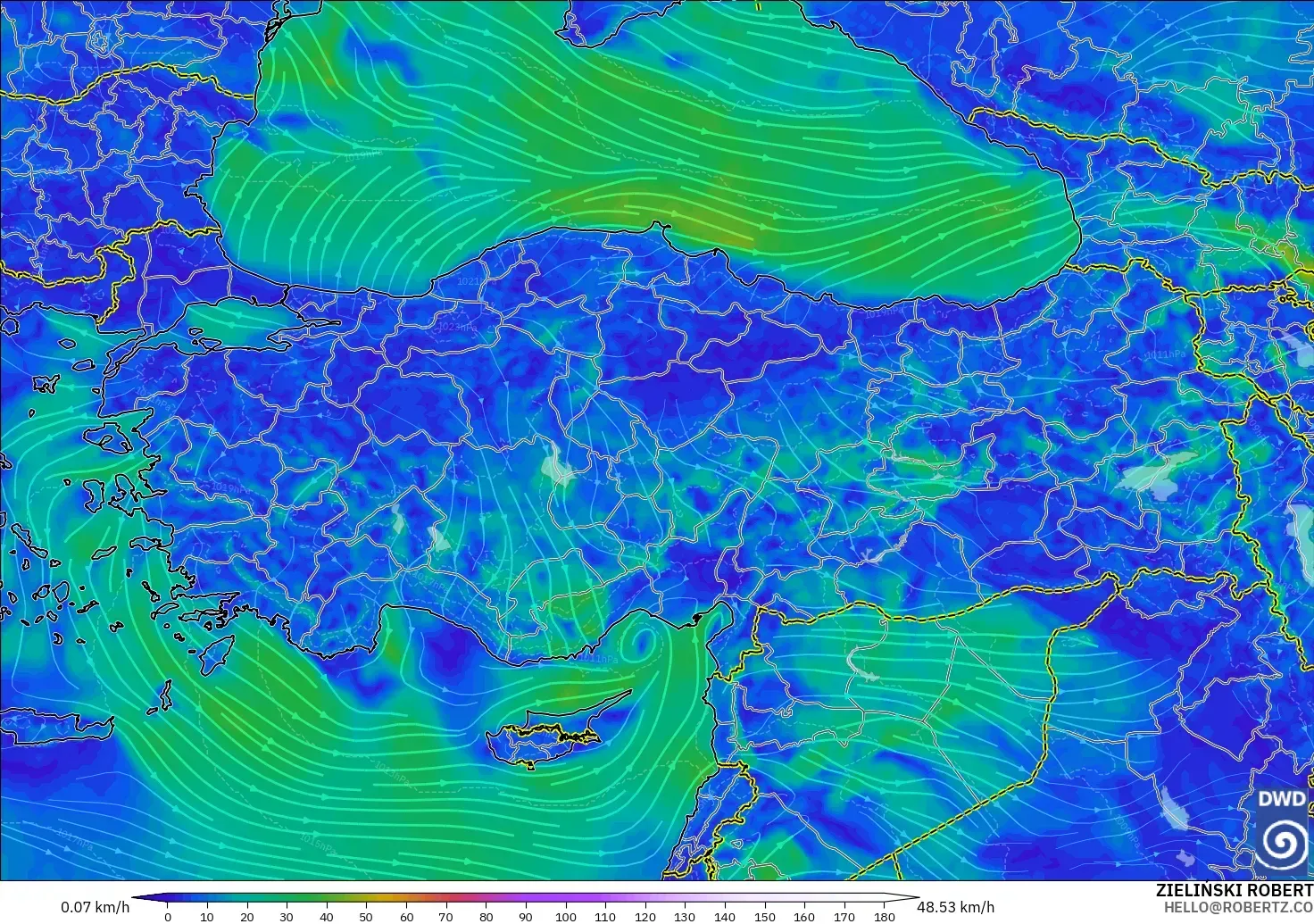 ICON model - Turkey, Wind at 10m