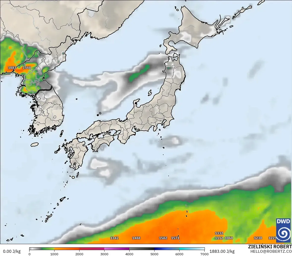 ICON model - Japan, CAPE