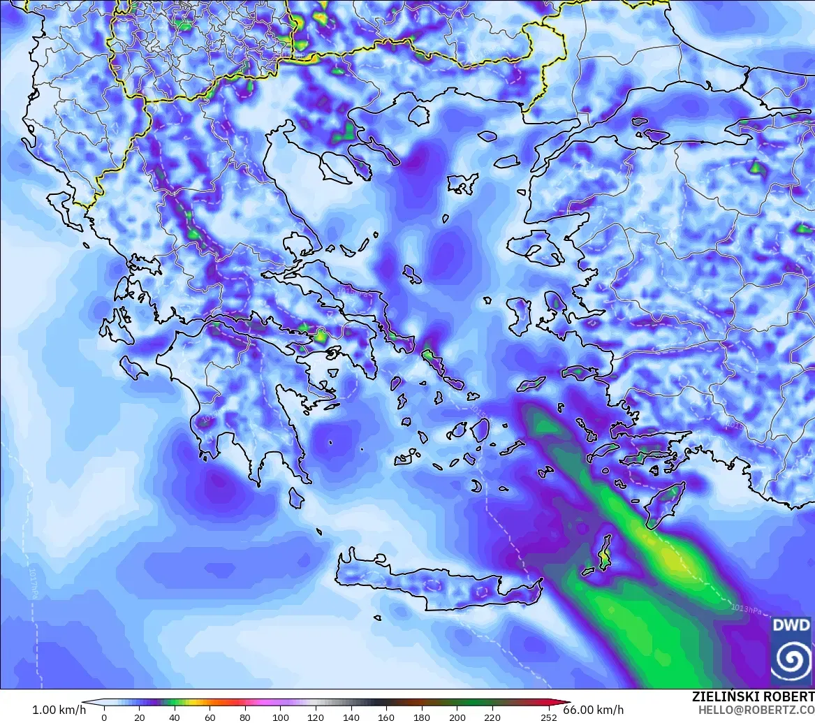 ICON model - Greece, Wind Gusts