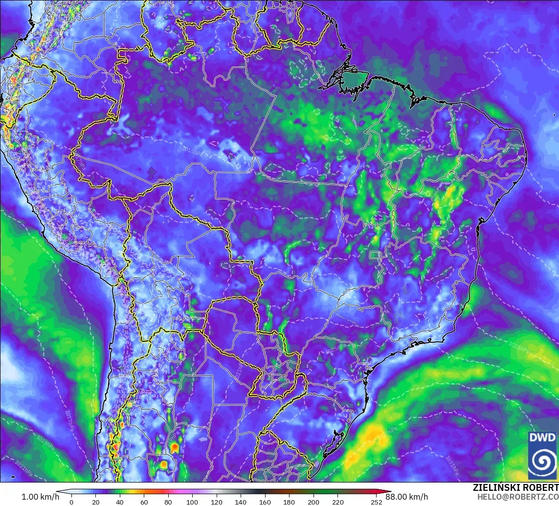 ICON model - Brazil, Wind Gusts