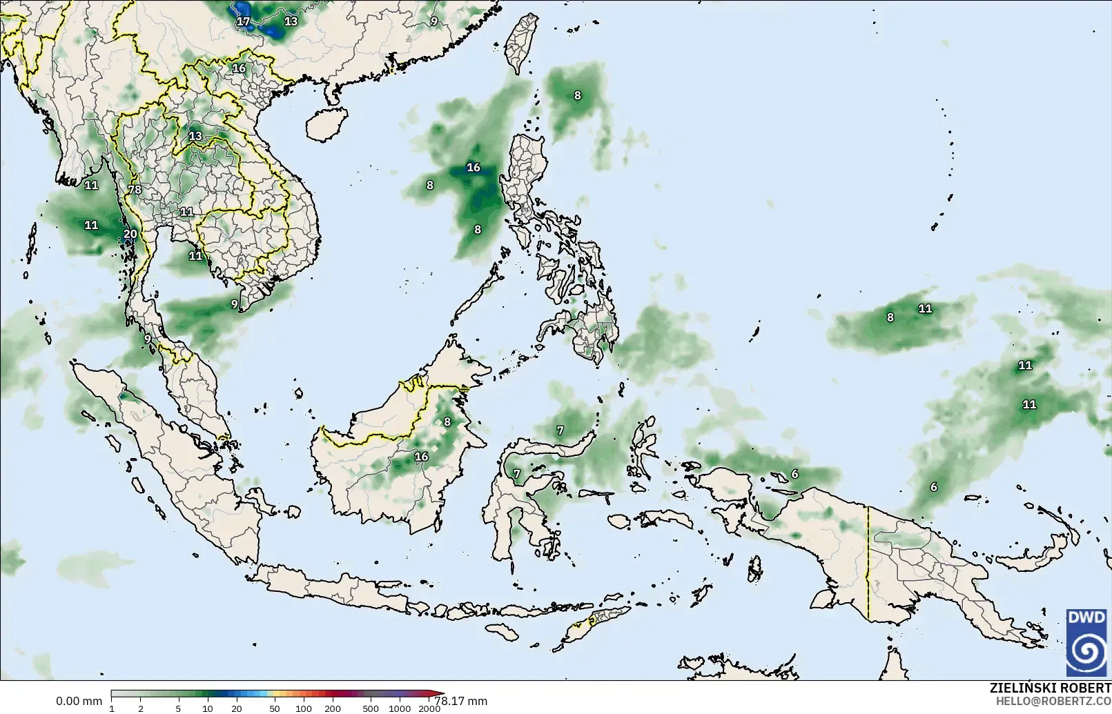 ICON model - South East Asia, Precipitation Accumulation