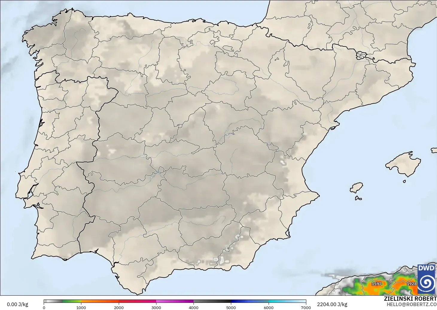 ICON model - Spain, CAPE