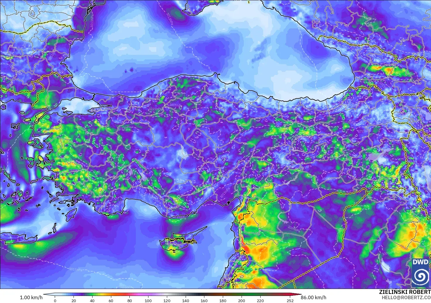 ICON model - Turkey, Wind Gusts
