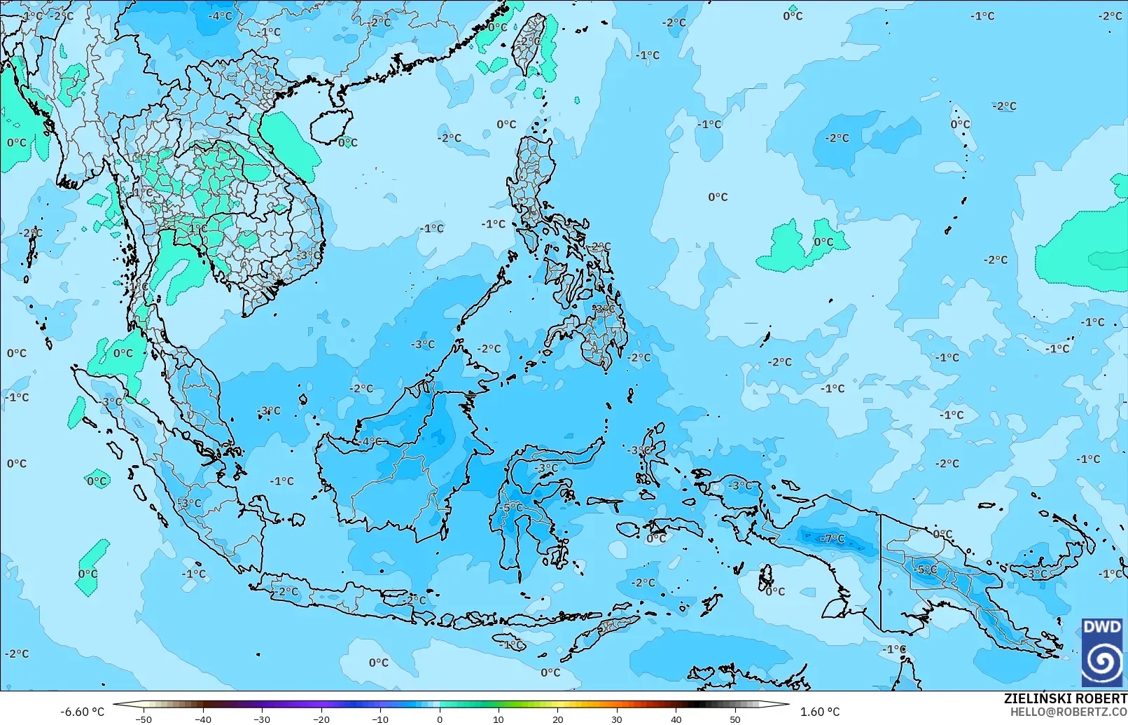 ICON model - South East Asia, Temperature at 500hPa