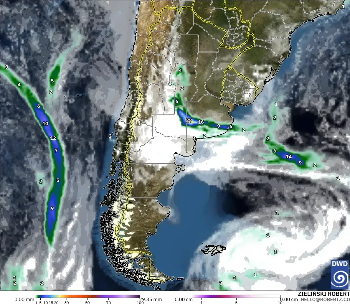 ICON model - Argentina, Precipitation, Clouds, and Pressure
