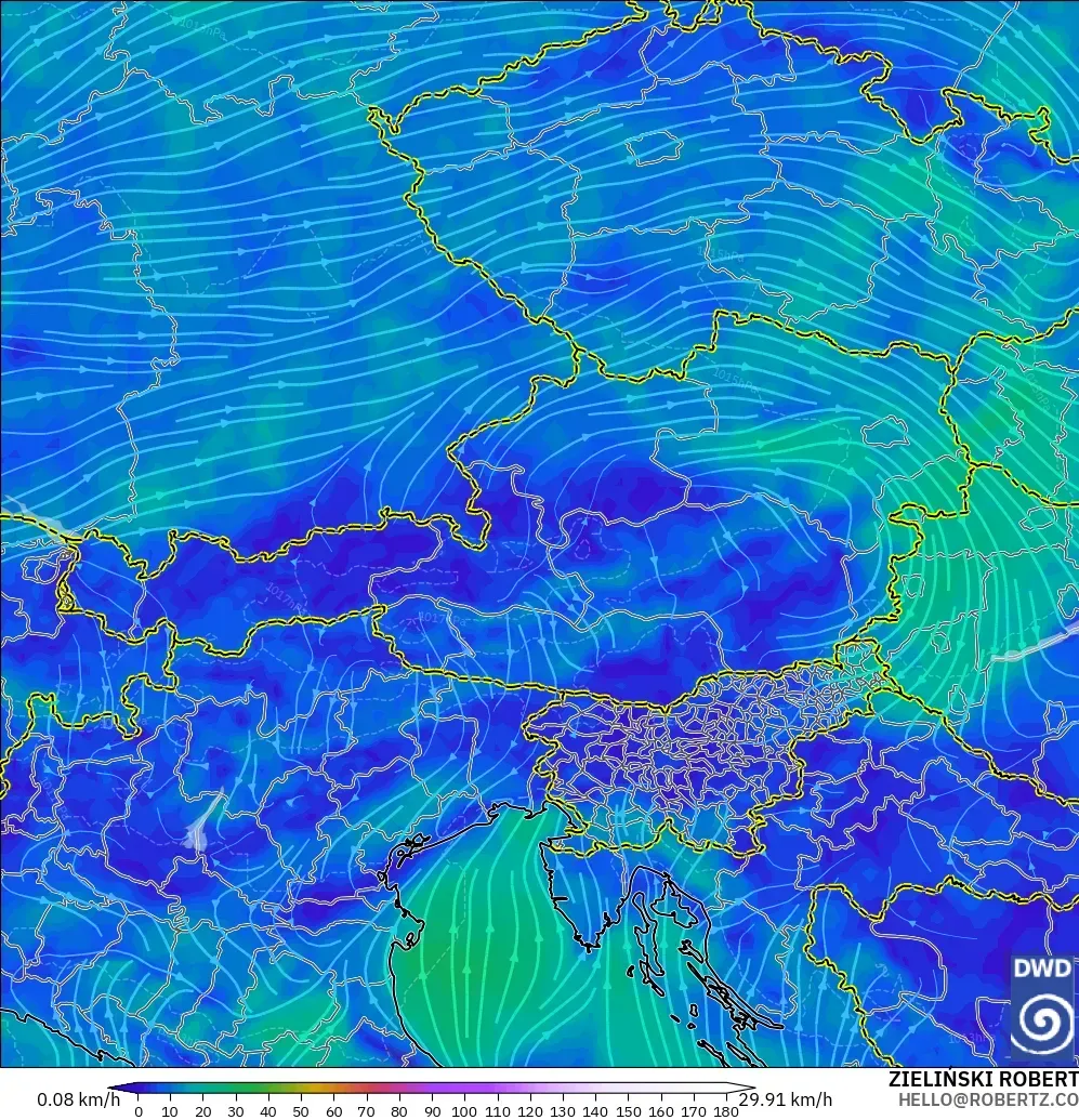 ICON model - Austria, Wind at 10m