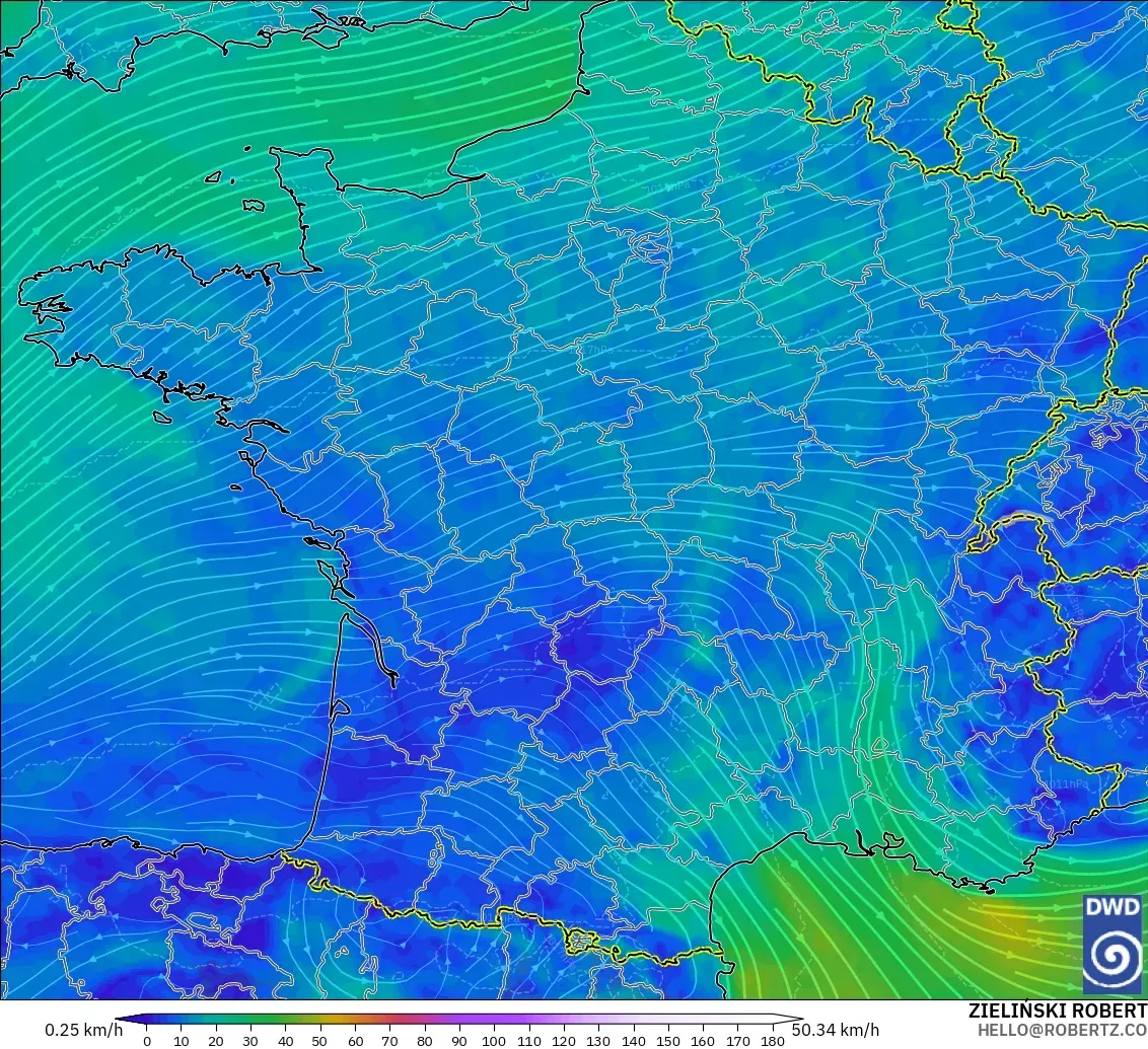 ICON model - France, Wind at 10m