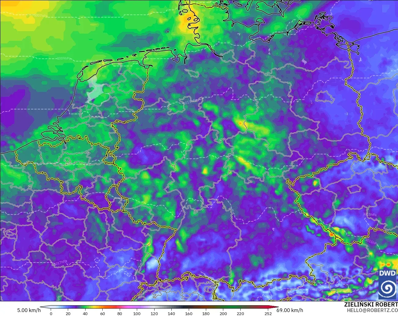 ICON model - Germany, Wind Gusts