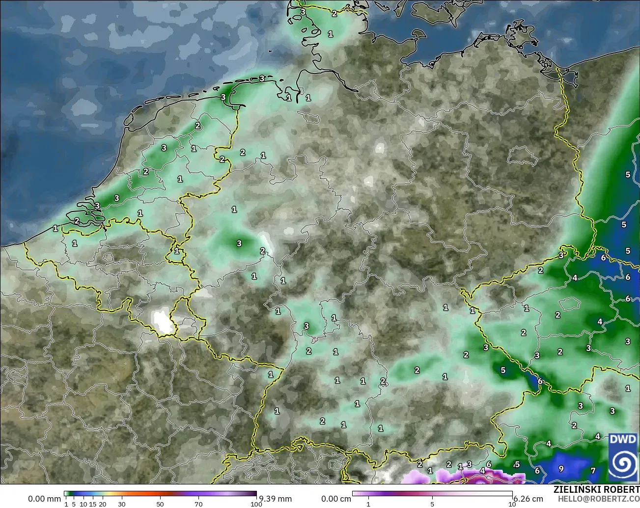 ICON model - Germany, Precipitation, Clouds, and Pressure