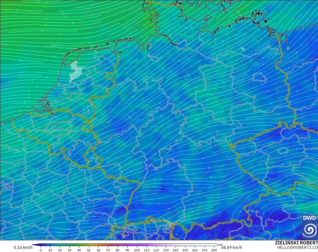 ICON model - Germany, Wind at 10m