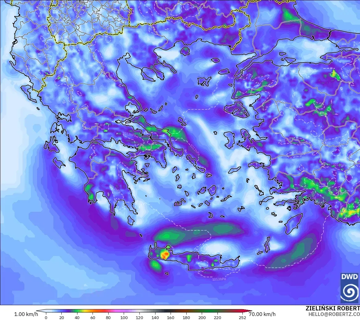ICON model - Greece, Wind Gusts
