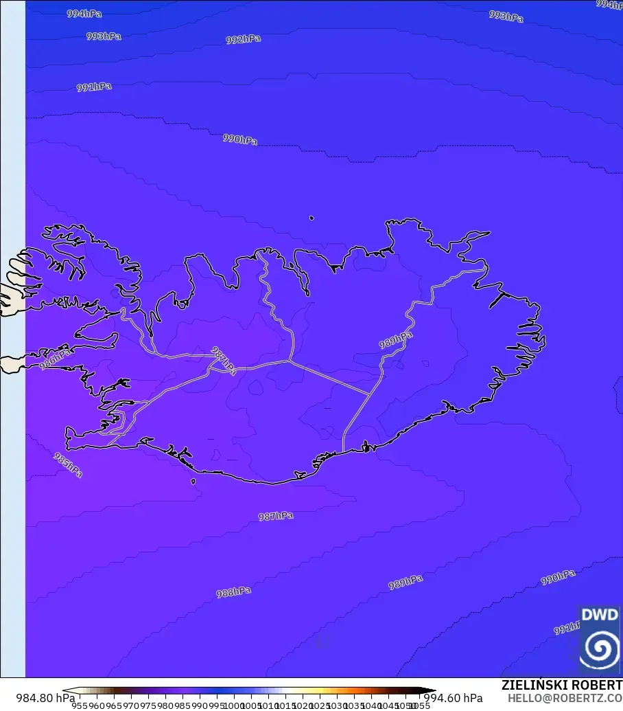ICON model - Iceland, Pressure