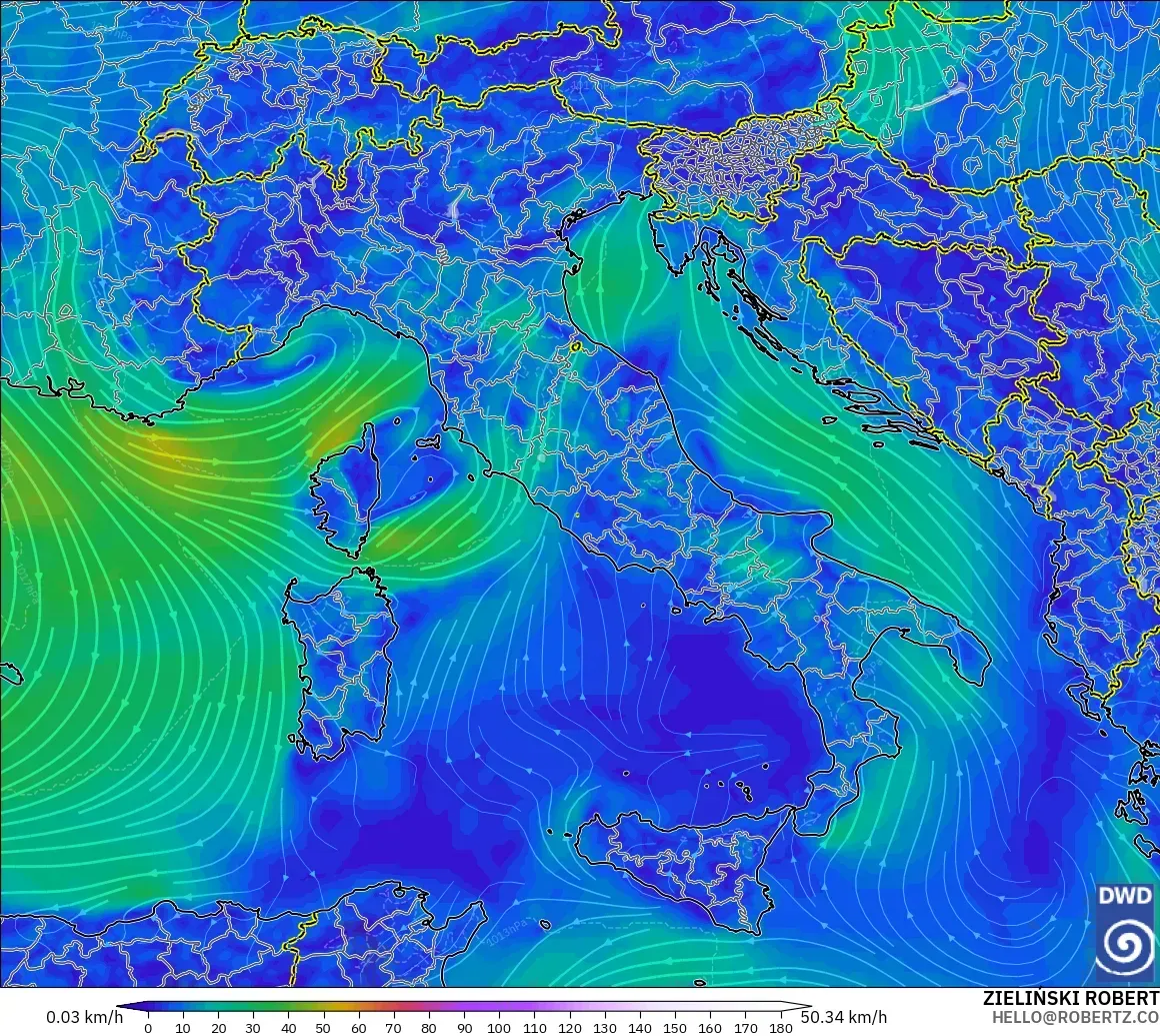 ICON model - Italy, Wind at 10m