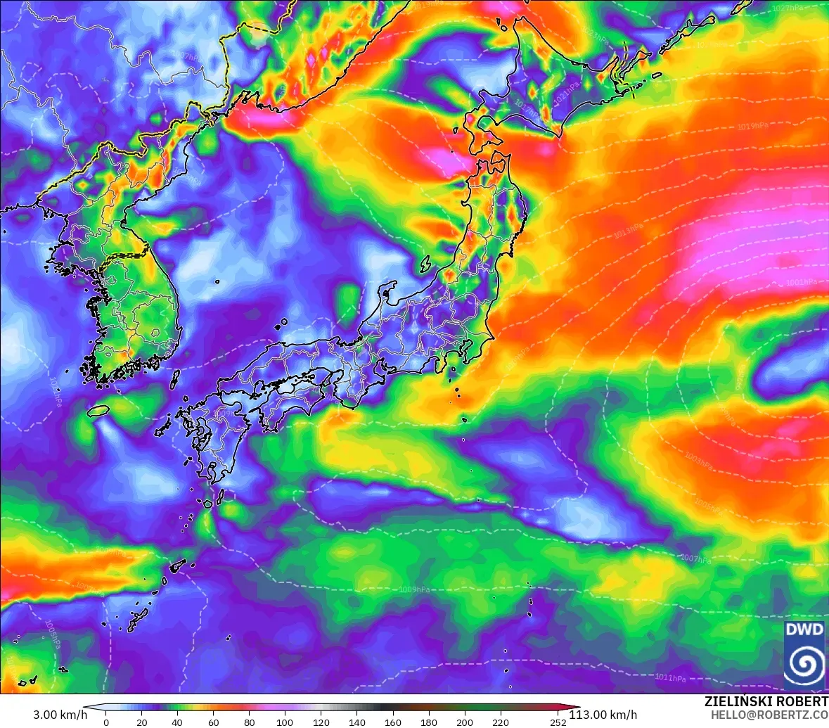 ICON model - Japan, Wind Gusts