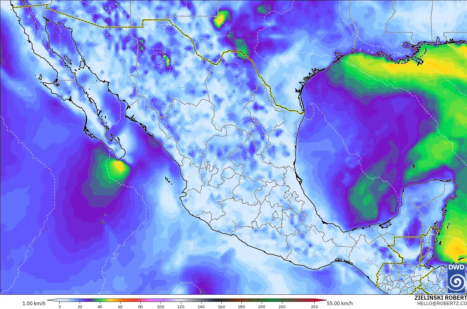 ICON model - Mexico, Wind Gusts