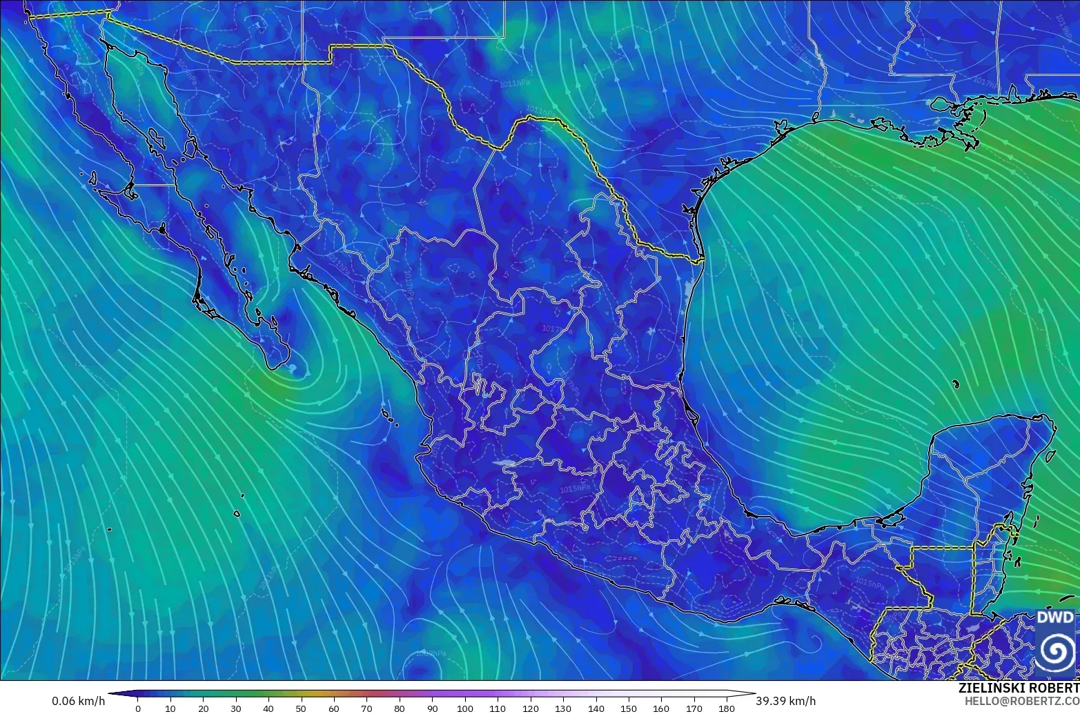 ICON model - Mexico, Wind at 10m