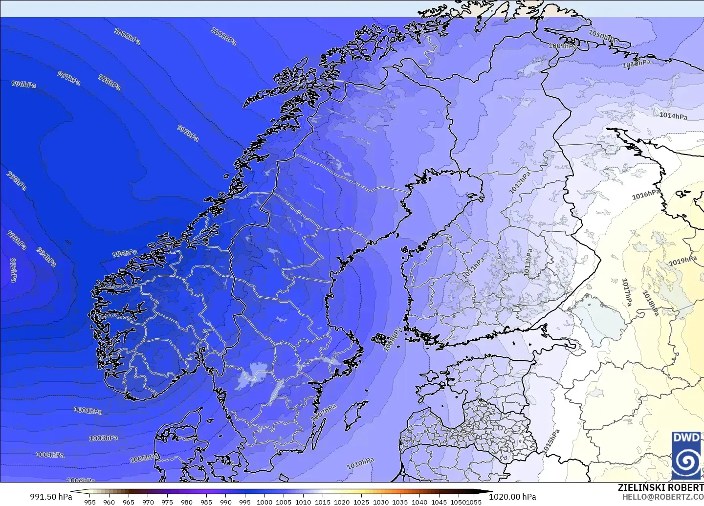 ICON model - Scandinavia, Pressure