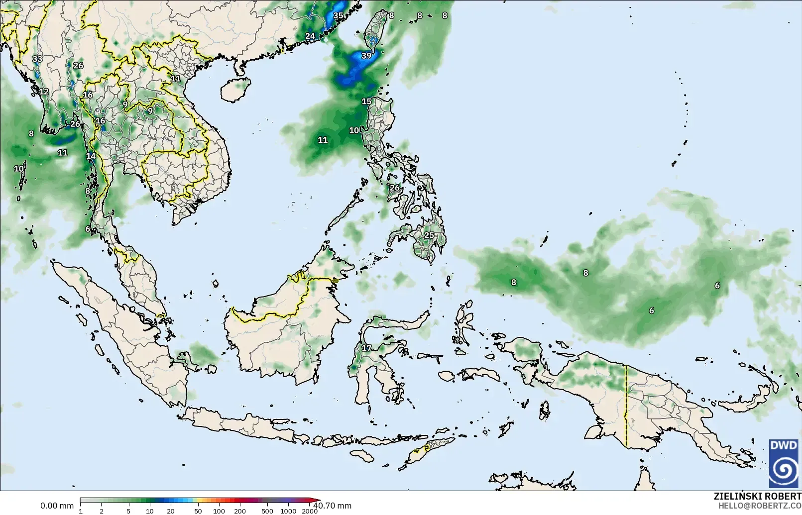 ICON model - South East Asia, Precipitation Accumulation