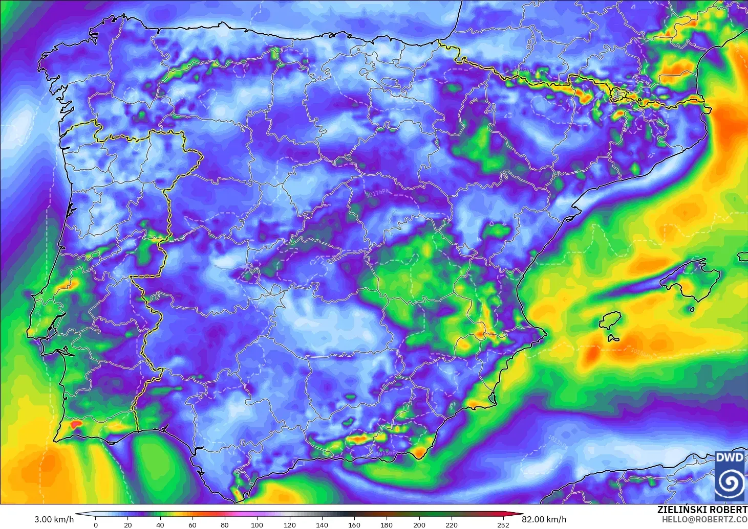 ICON model - Spain, Wind Gusts